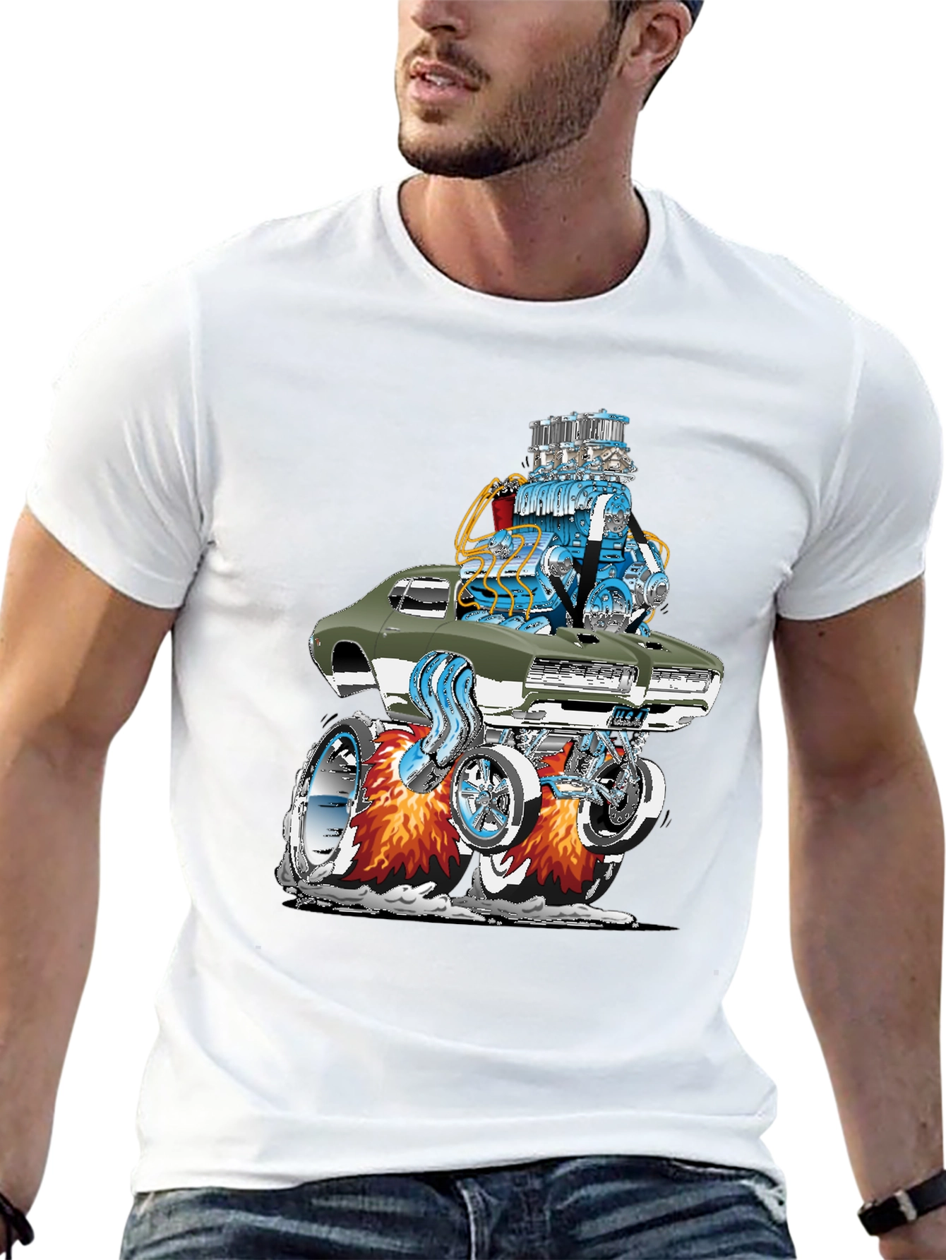 Hot Rod Muscle Car Graphic Tee - Black