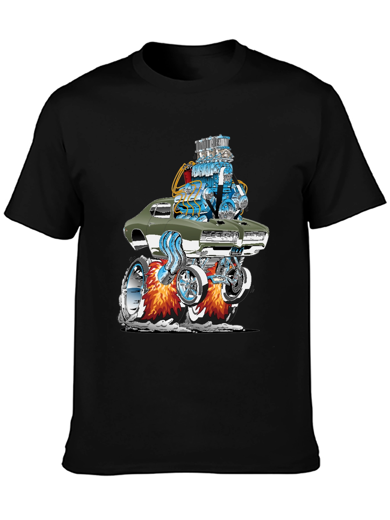 Hot Rod Muscle Car Graphic Tee - Black