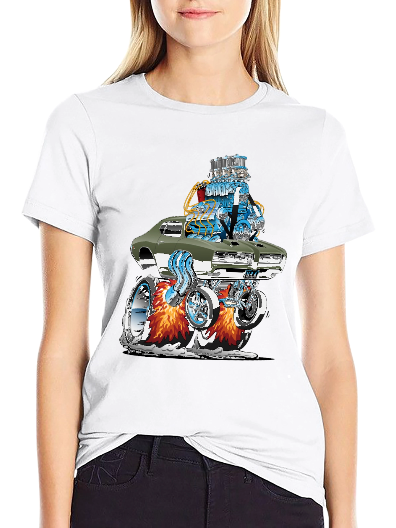 Hot Rod Muscle Car Graphic Tee - Black