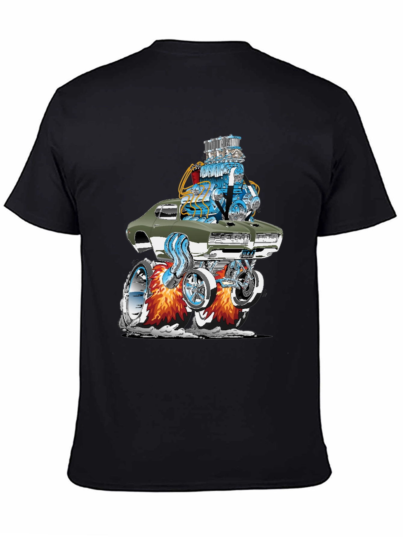 Hot Rod Muscle Car Graphic Tee - Black