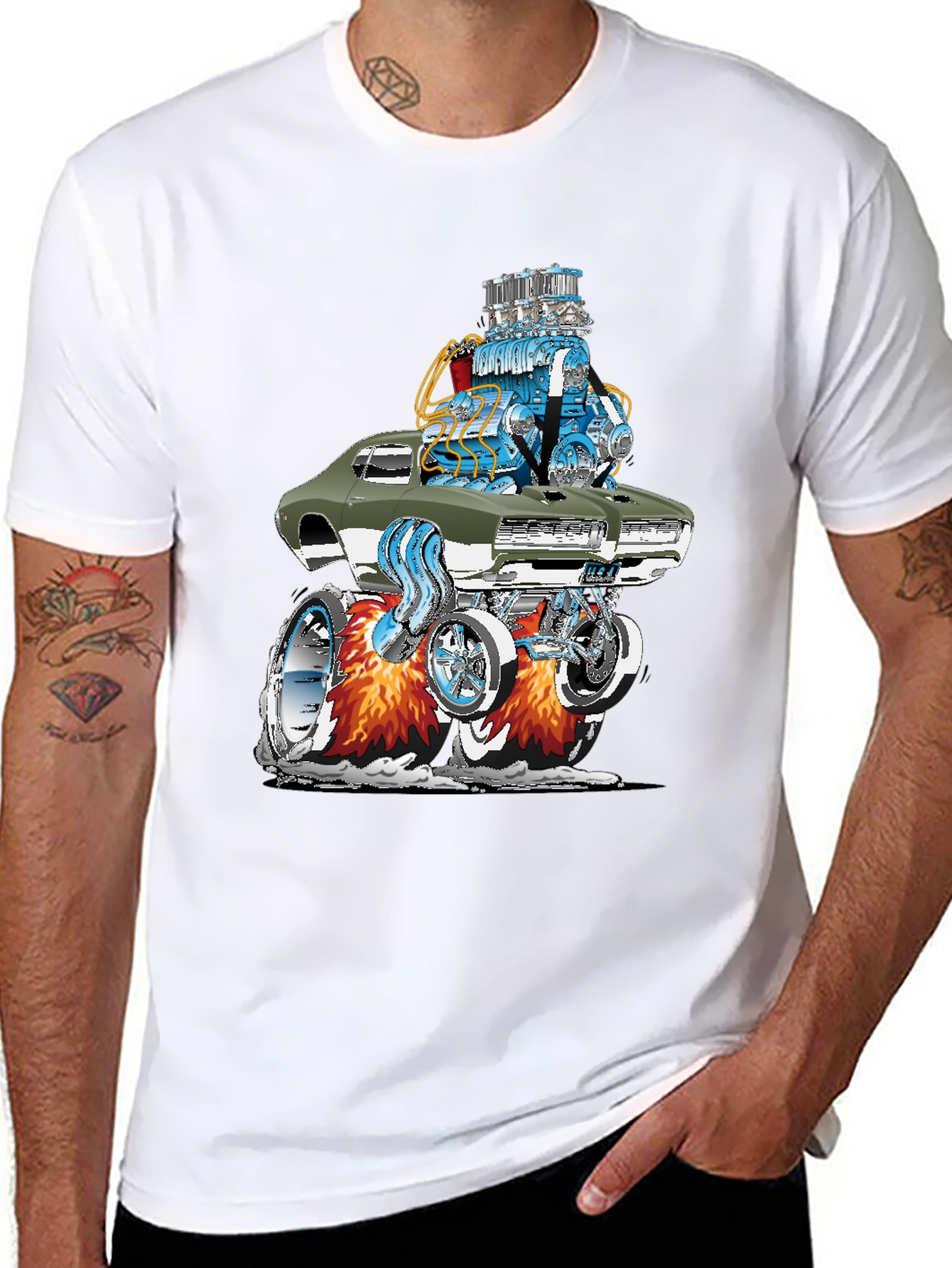 Hot Rod Muscle Car Graphic Tee - Black