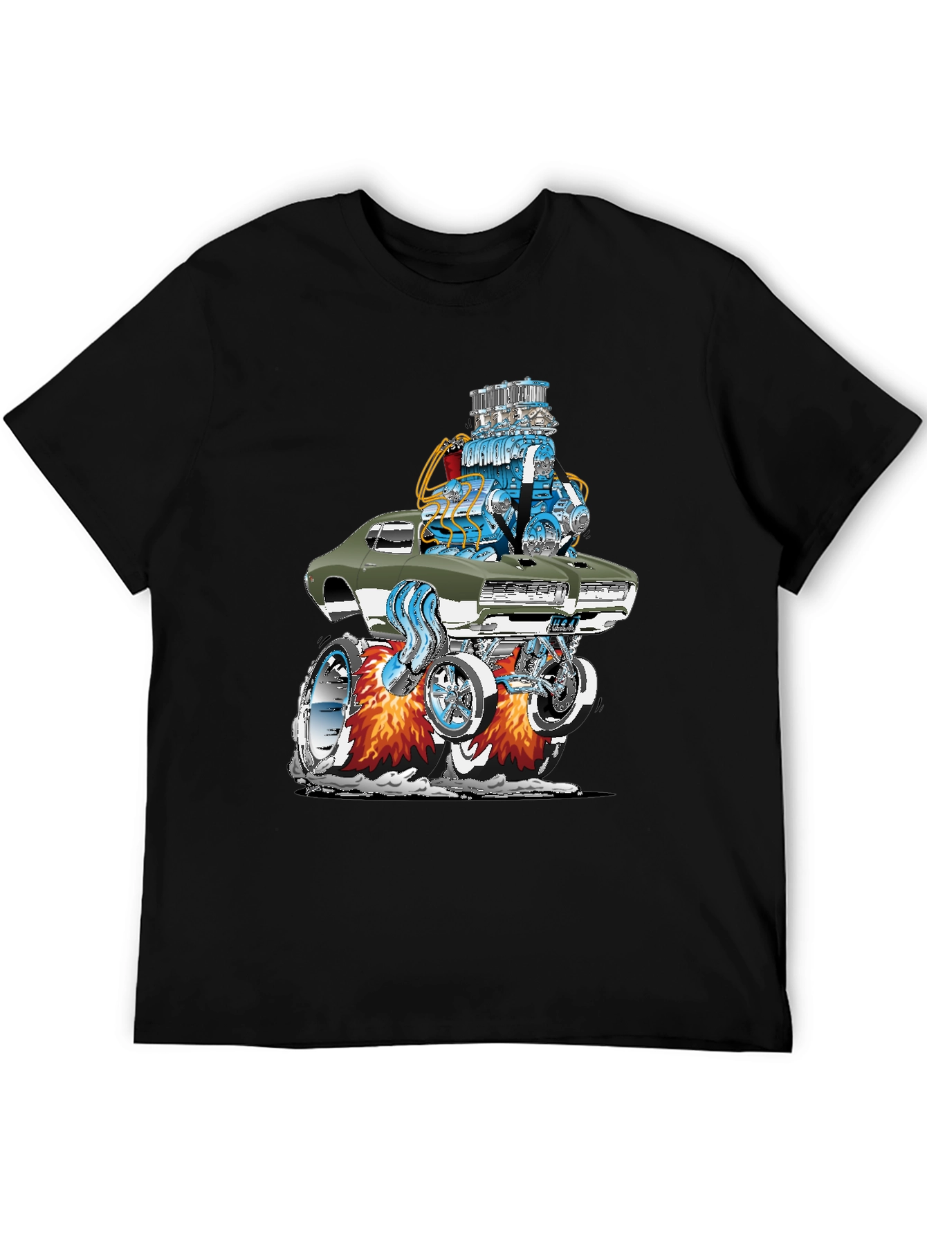 Hot Rod Muscle Car Graphic Tee - Black