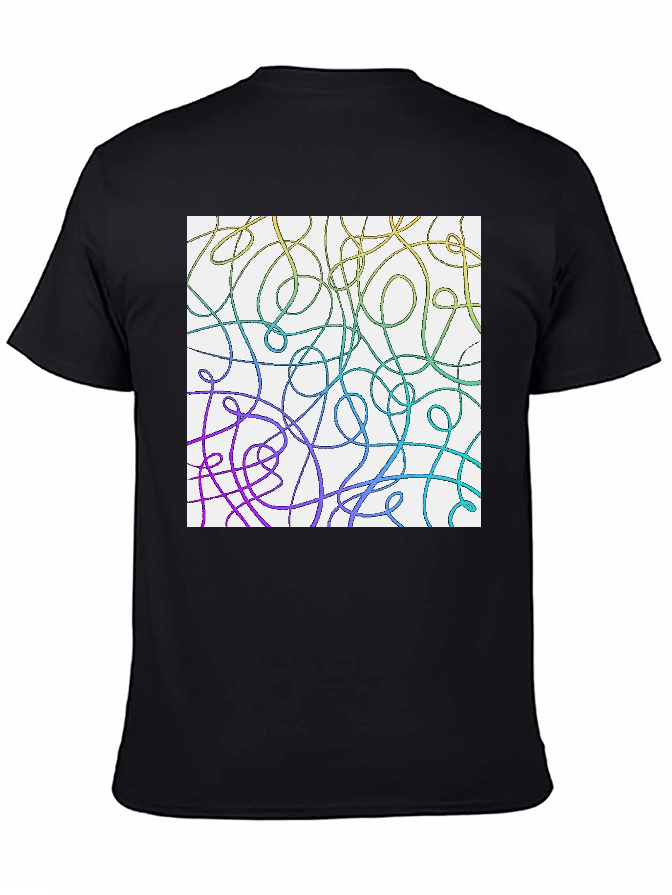 Abstract Line Art T-Shirt - Casual Black Tee