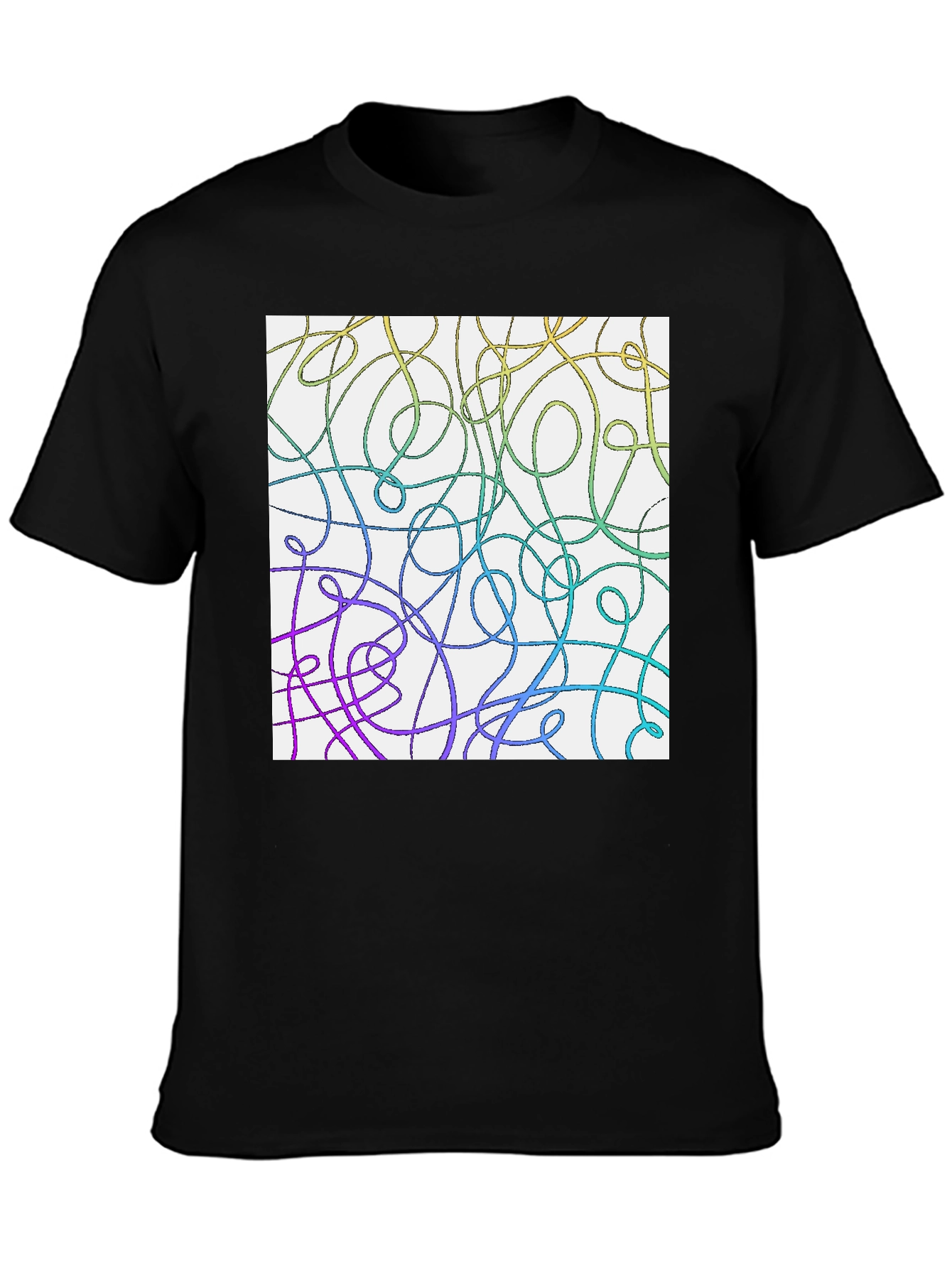Abstract Line Art T-Shirt - Casual Black Tee