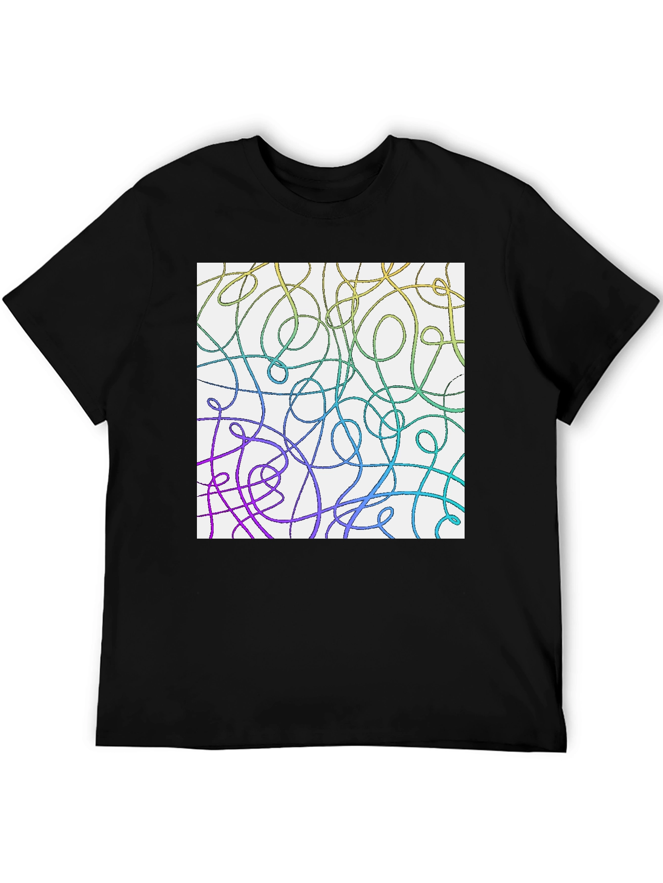 Abstract Line Art T-Shirt - Casual Black Tee