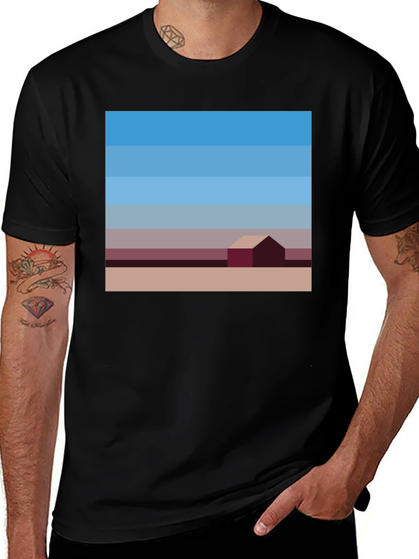 Abstract Landscape Graphic Tee - Modern Art Shirt
