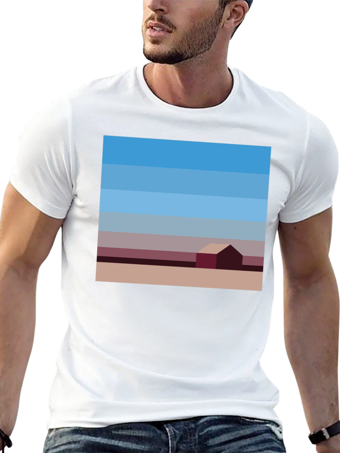 Abstract Landscape Graphic Tee - Modern Art Shirt