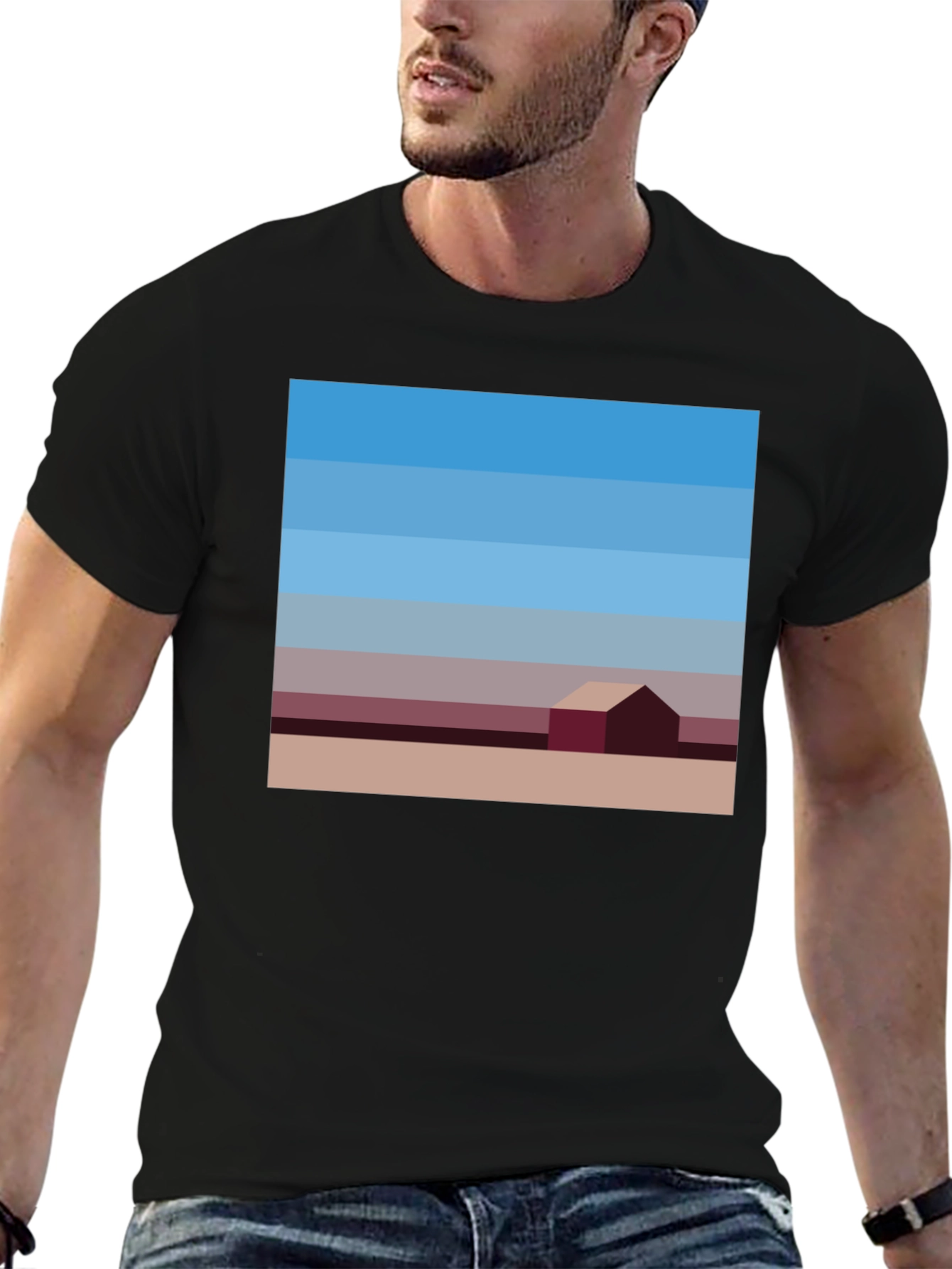 Abstract Landscape Graphic Tee - Modern Art Shirt