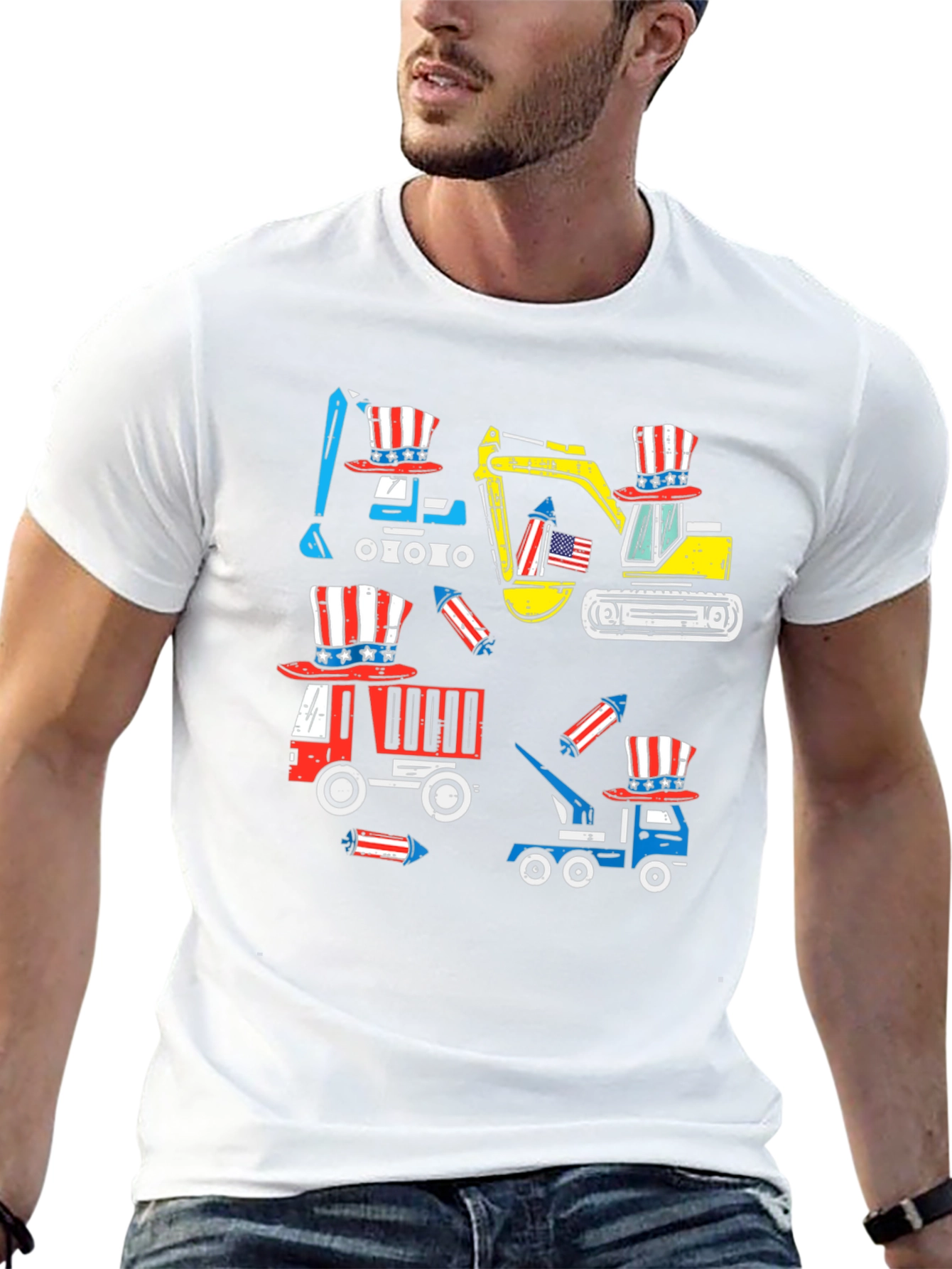 Patriotic Construction Vehicles T-Shirt
