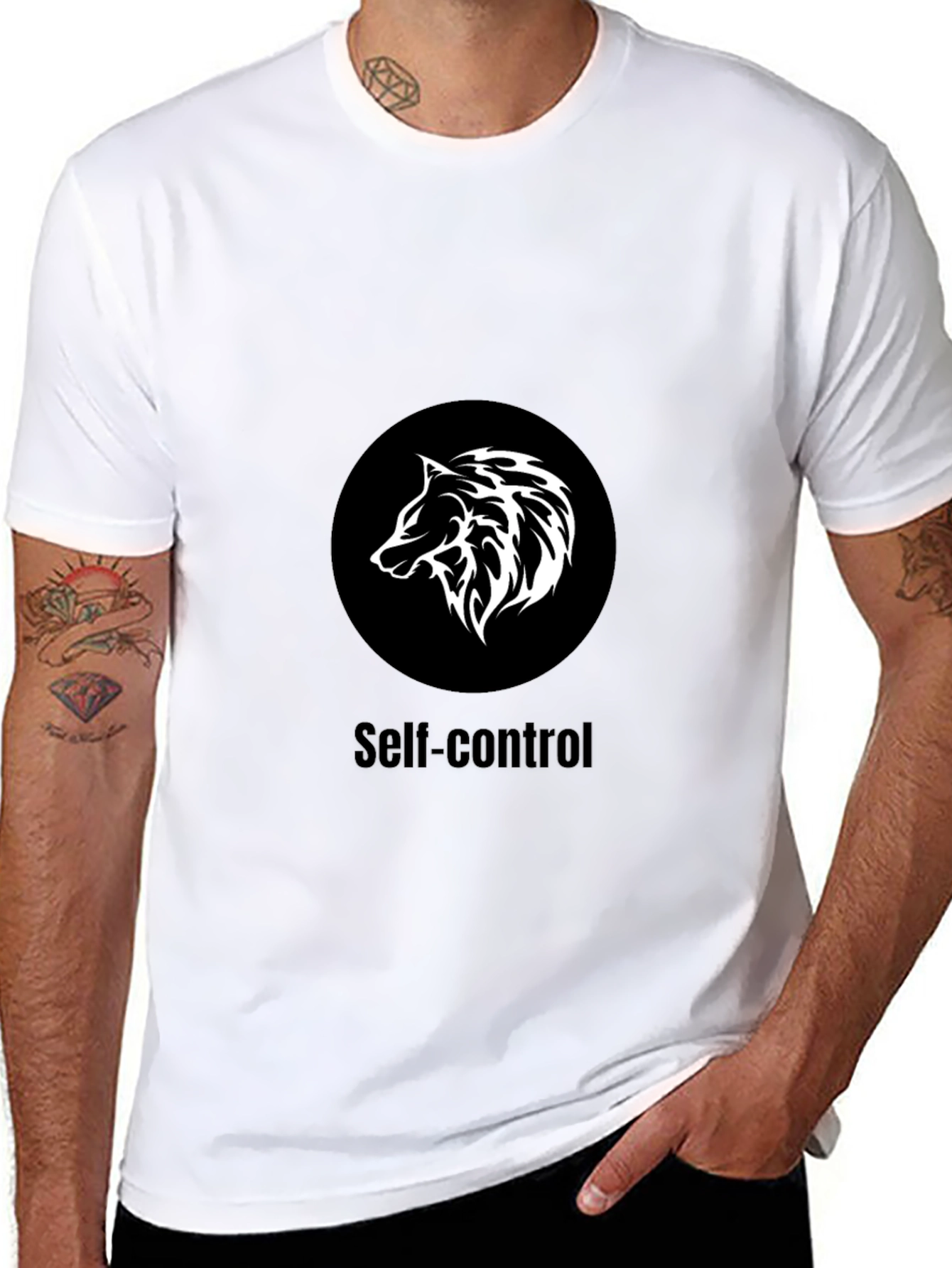 Self-Control Wolf Graphic T-Shirt