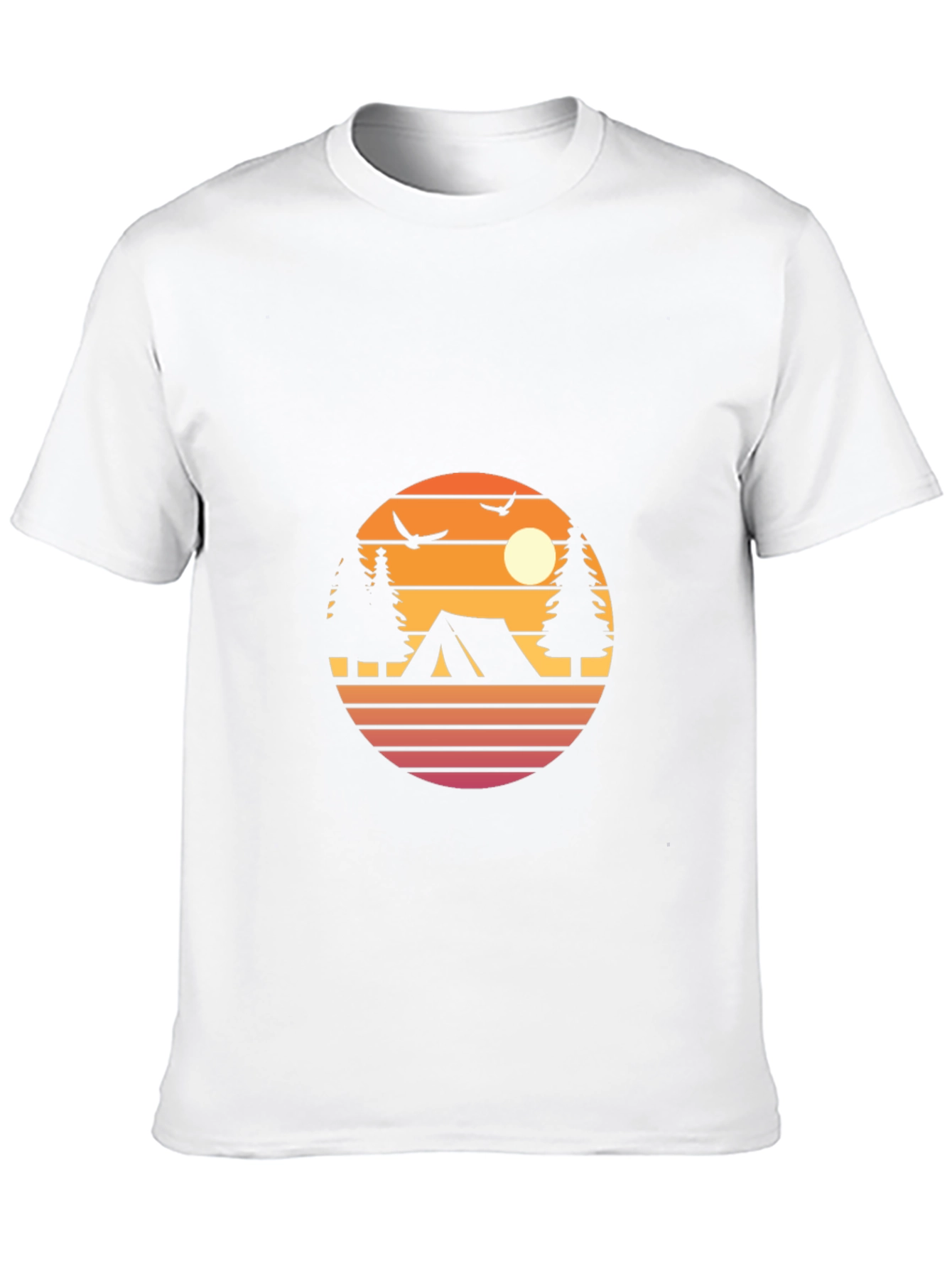 Retro Camping Graphic Tee - Black Cotton Blend