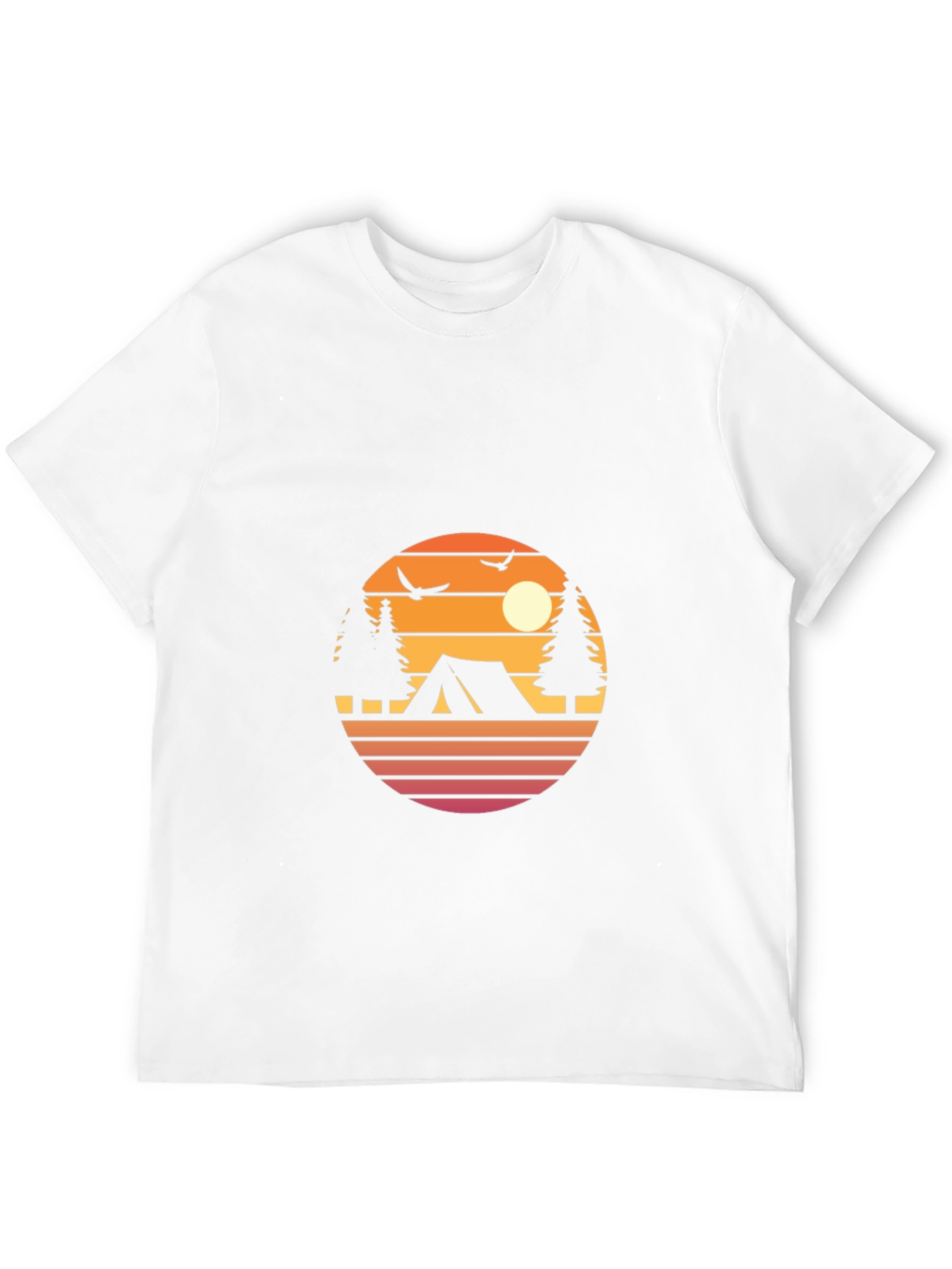Retro Camping Graphic Tee - Black Cotton Blend