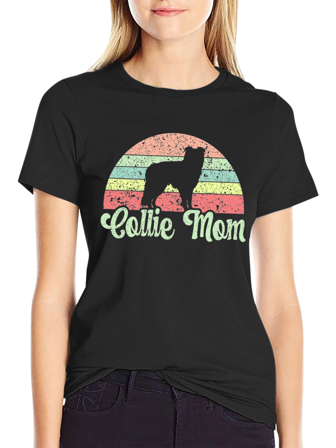Collie Mom Retro Style T-Shirt