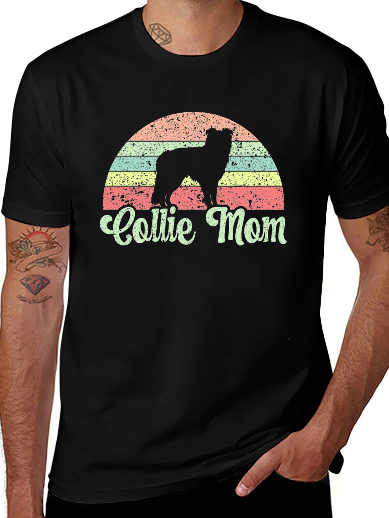 Collie Mom Retro Style T-Shirt