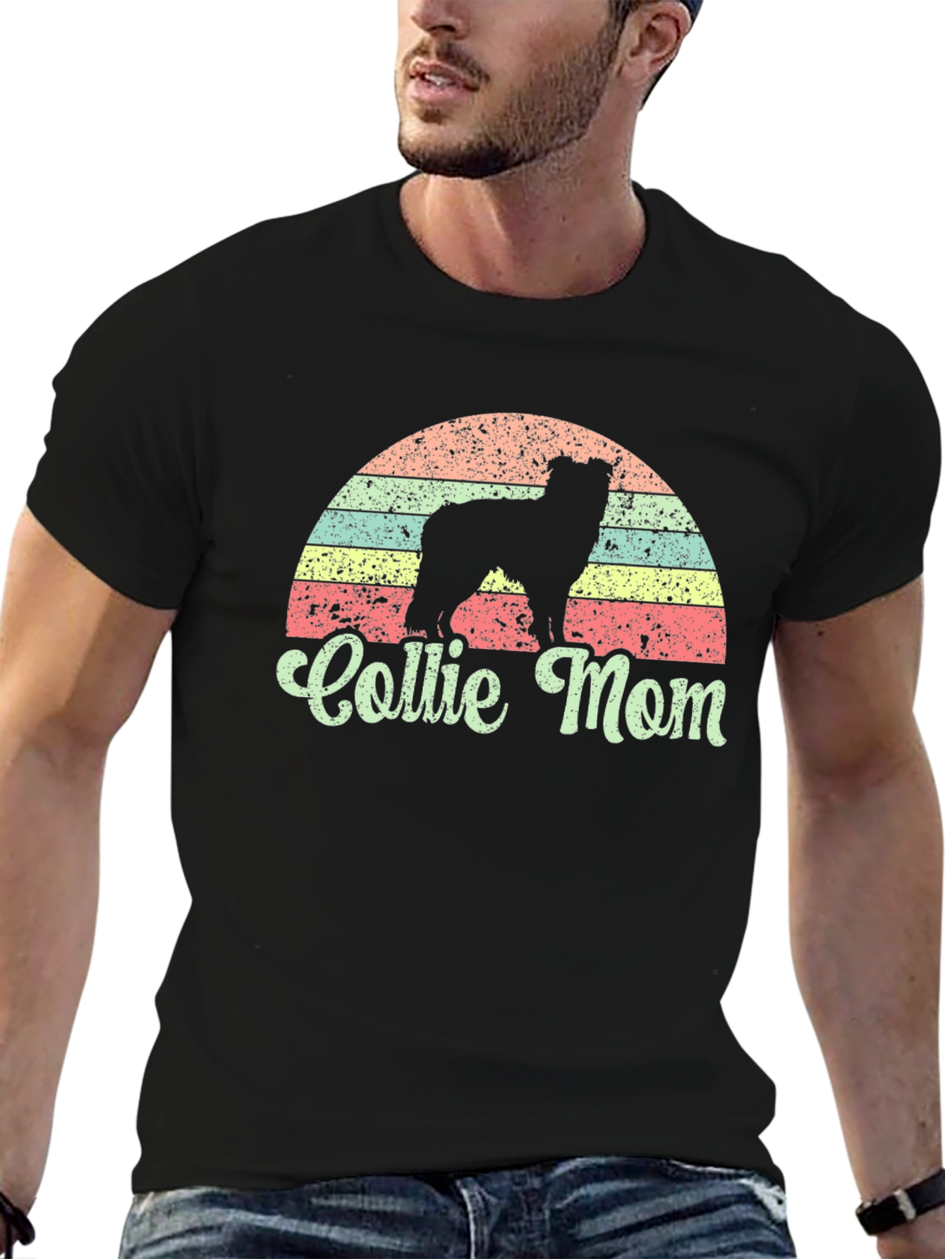 Collie Mom Retro Style T-Shirt