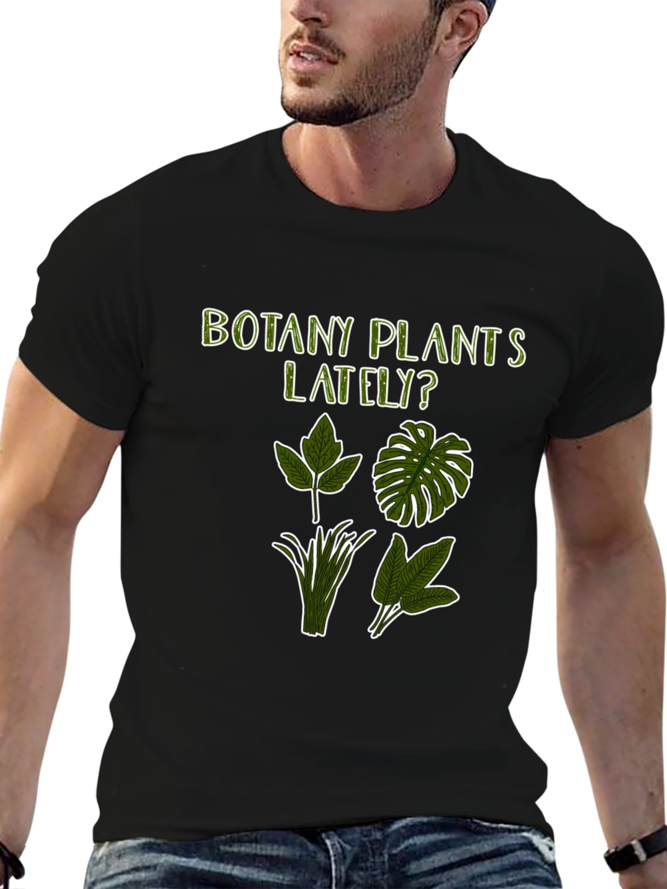 Botany Plants Lately T-Shirt - Black Plant Lover Tee