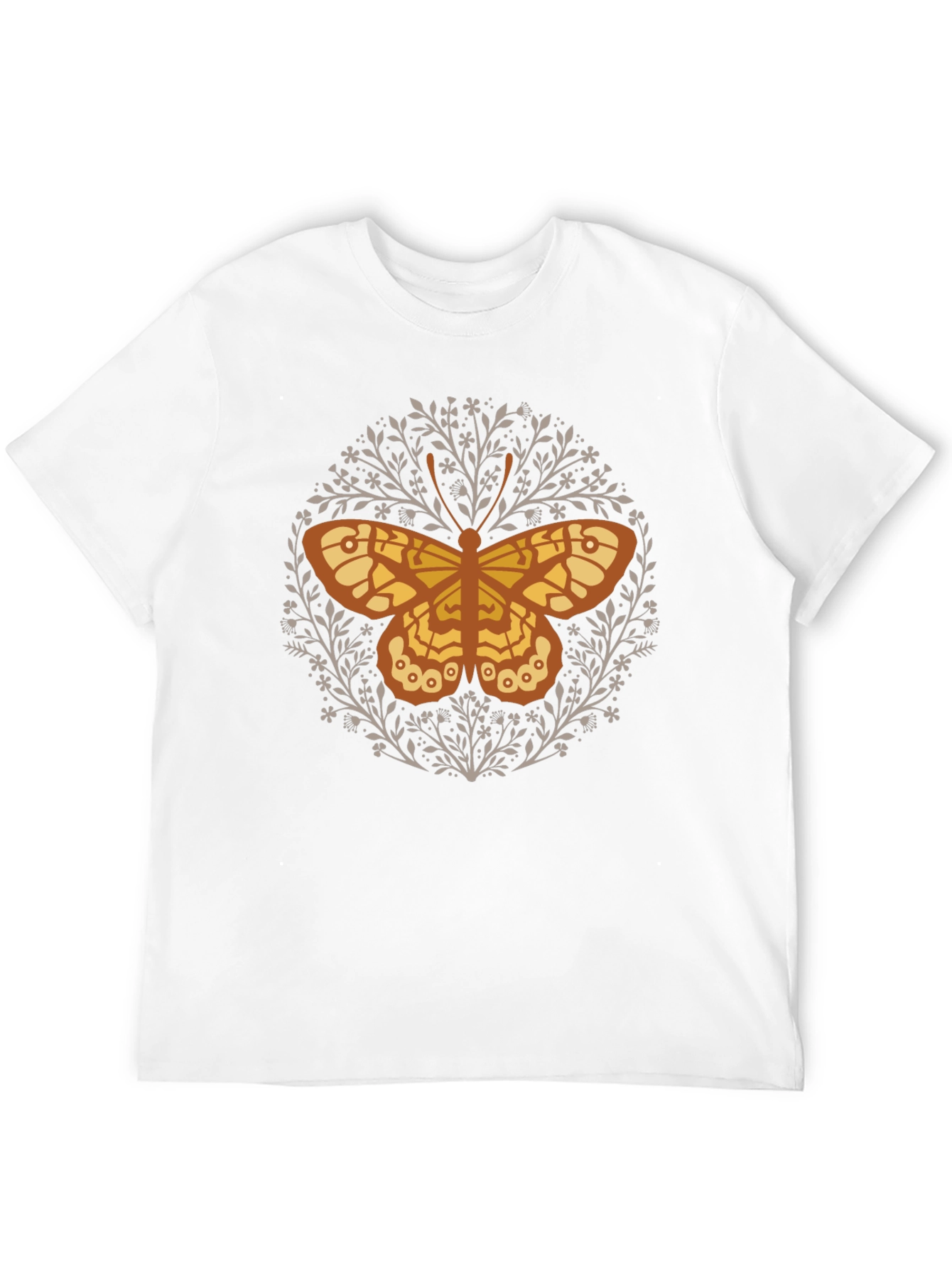 Butterfly Floral Graphic Tee - Black Cotton T-Shirt