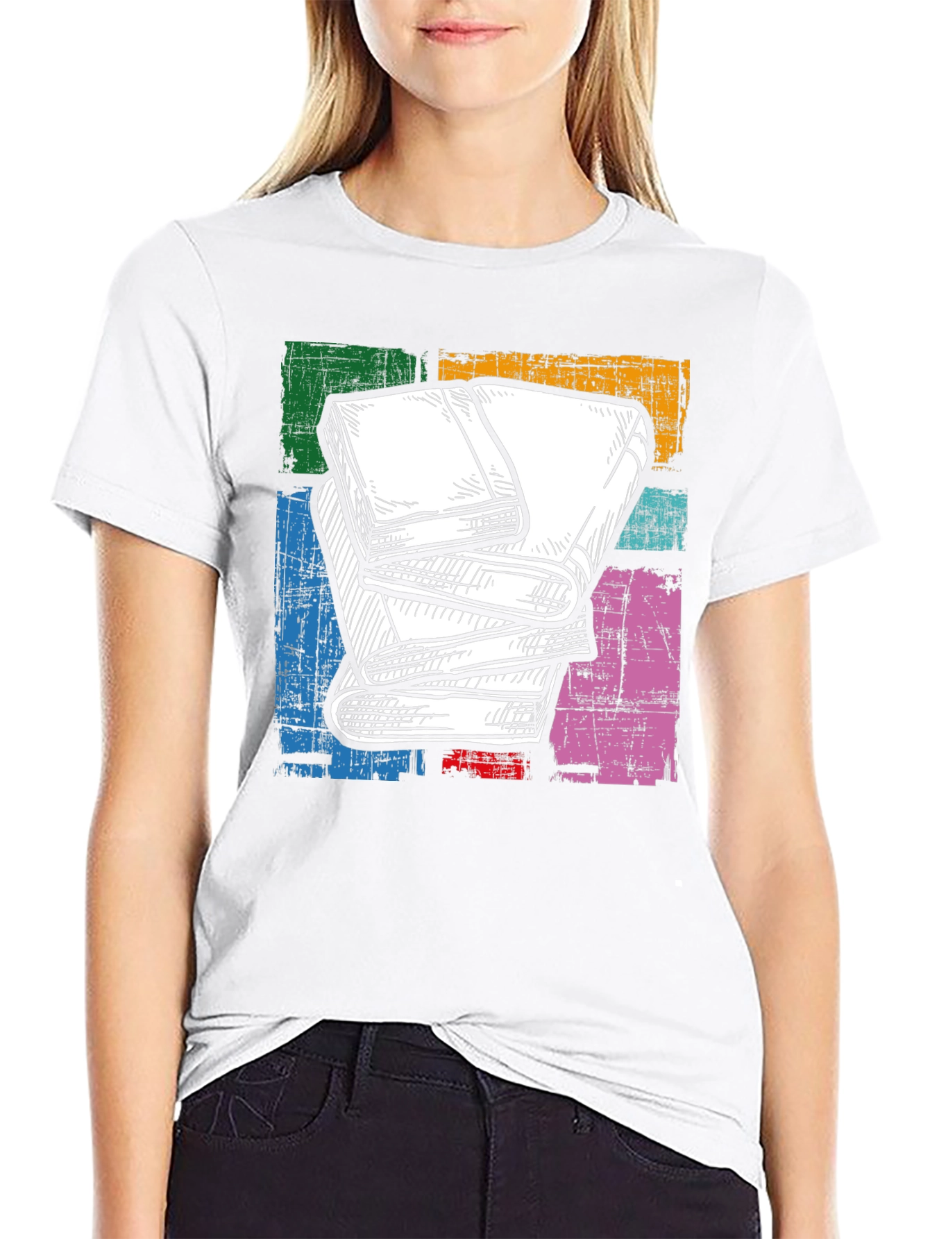 Book Stack Graphic Tee - Read in Style!