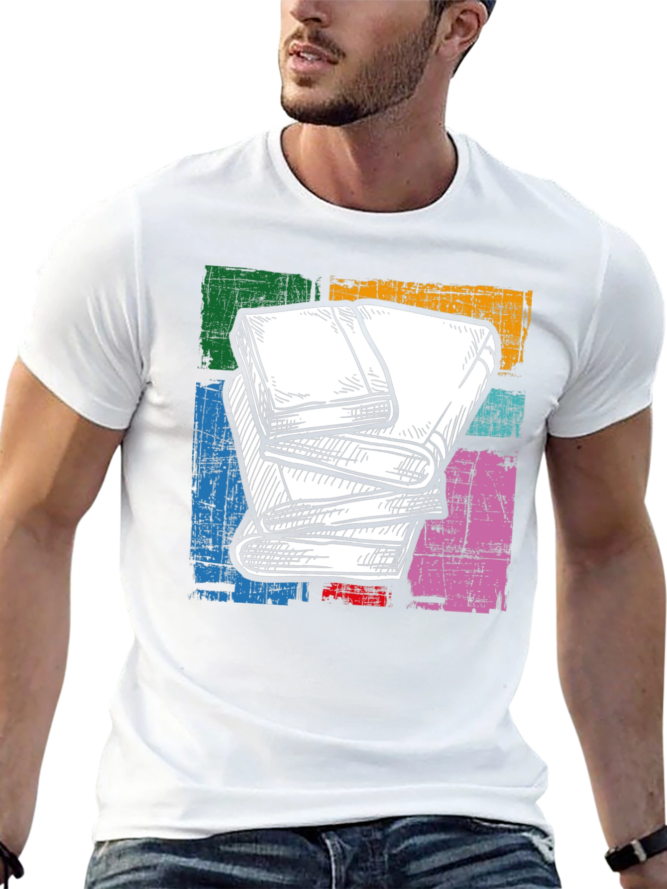 Book Stack Graphic Tee - Read in Style!