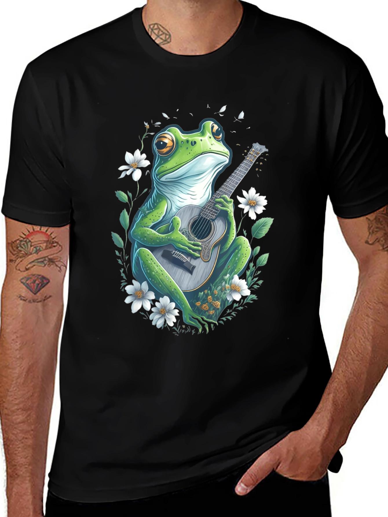 Frog Guitarist Graphic Tee - Unique Black T-Shirt