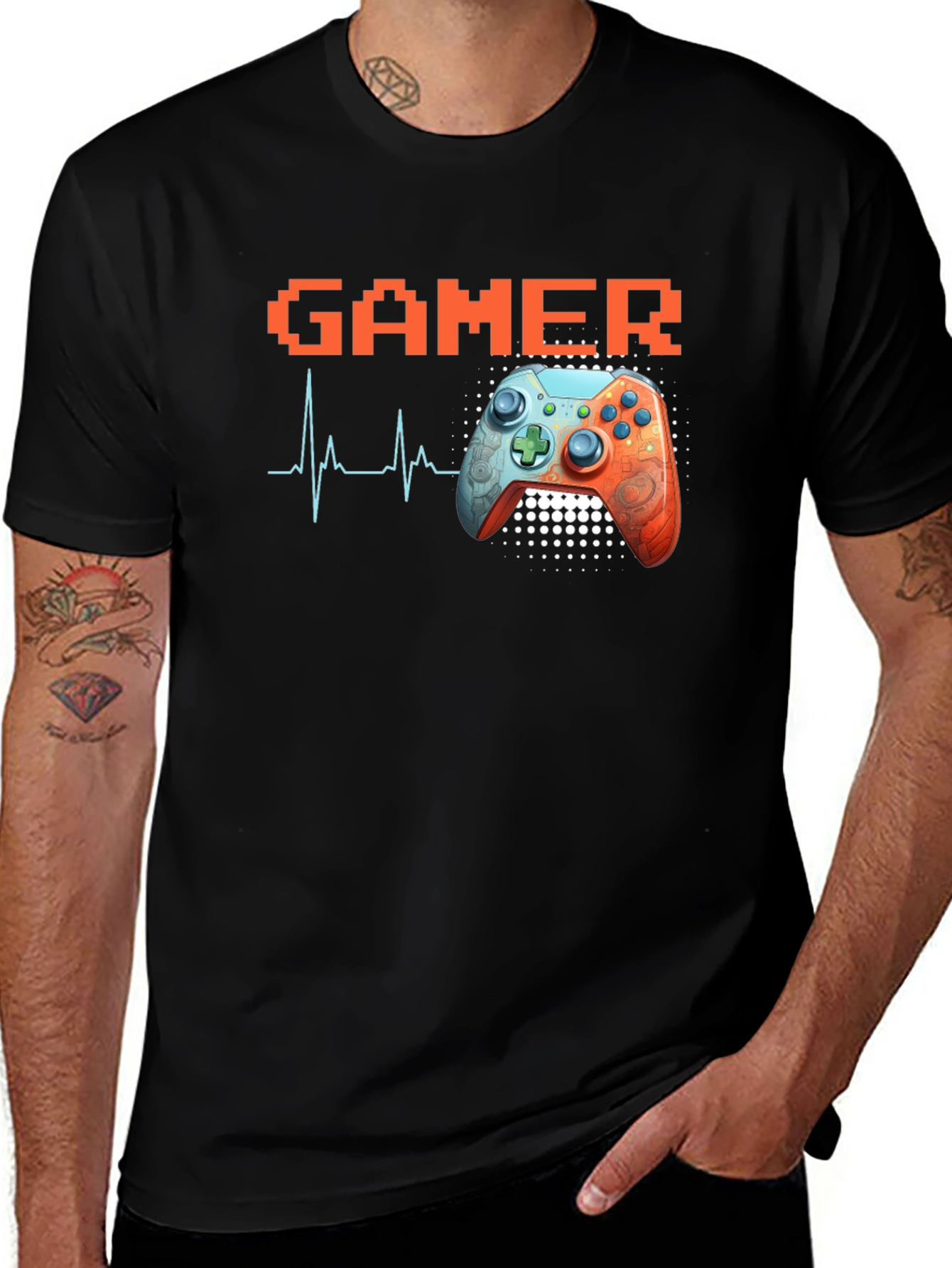 Gamer Heartbeat Black T-Shirt