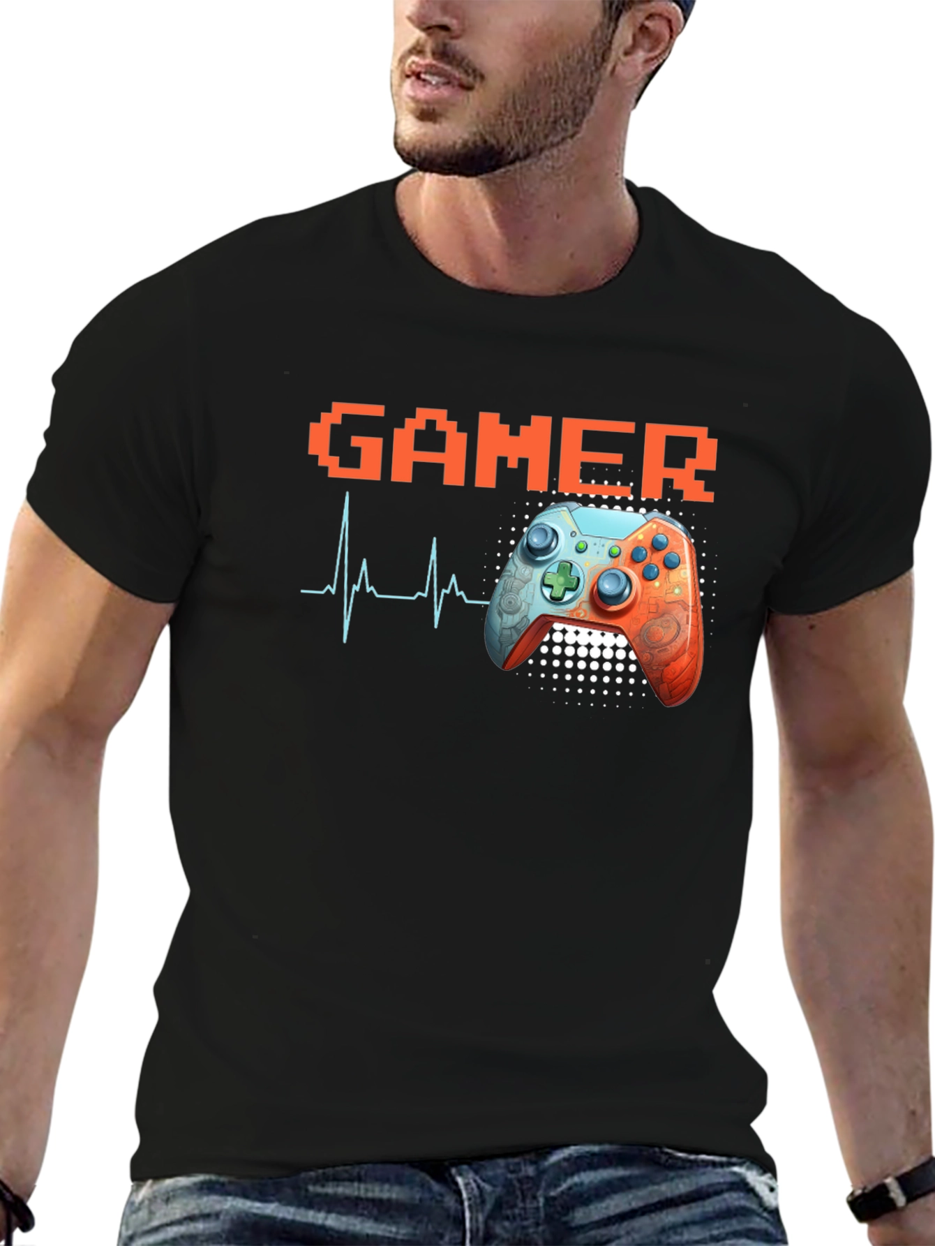 Gamer Heartbeat Black T-Shirt