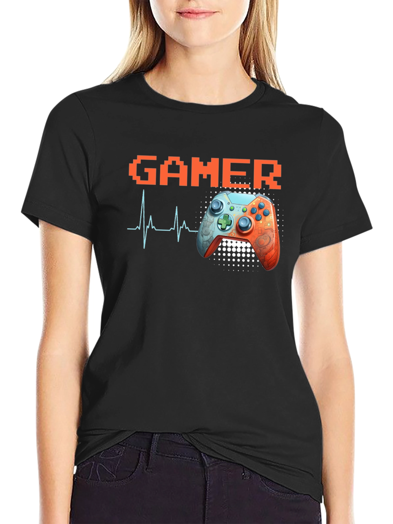 Gamer Heartbeat Black T-Shirt