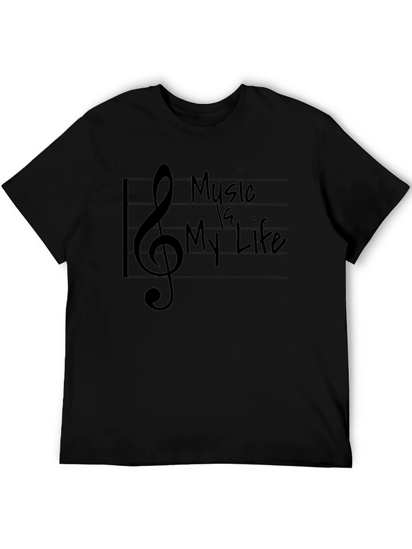 Music is My Life Graphic Tee - Black