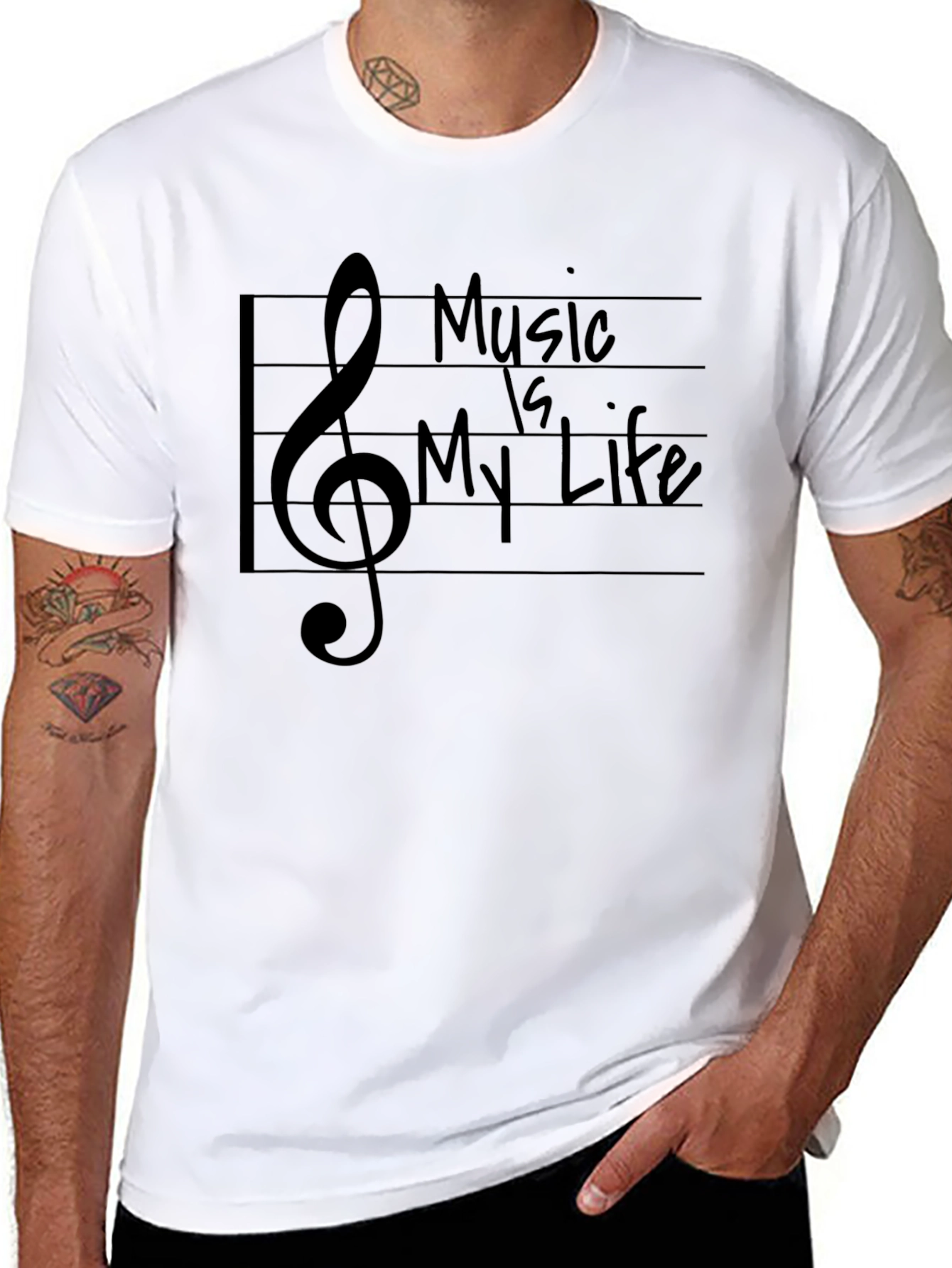 Music is My Life Graphic Tee - Black