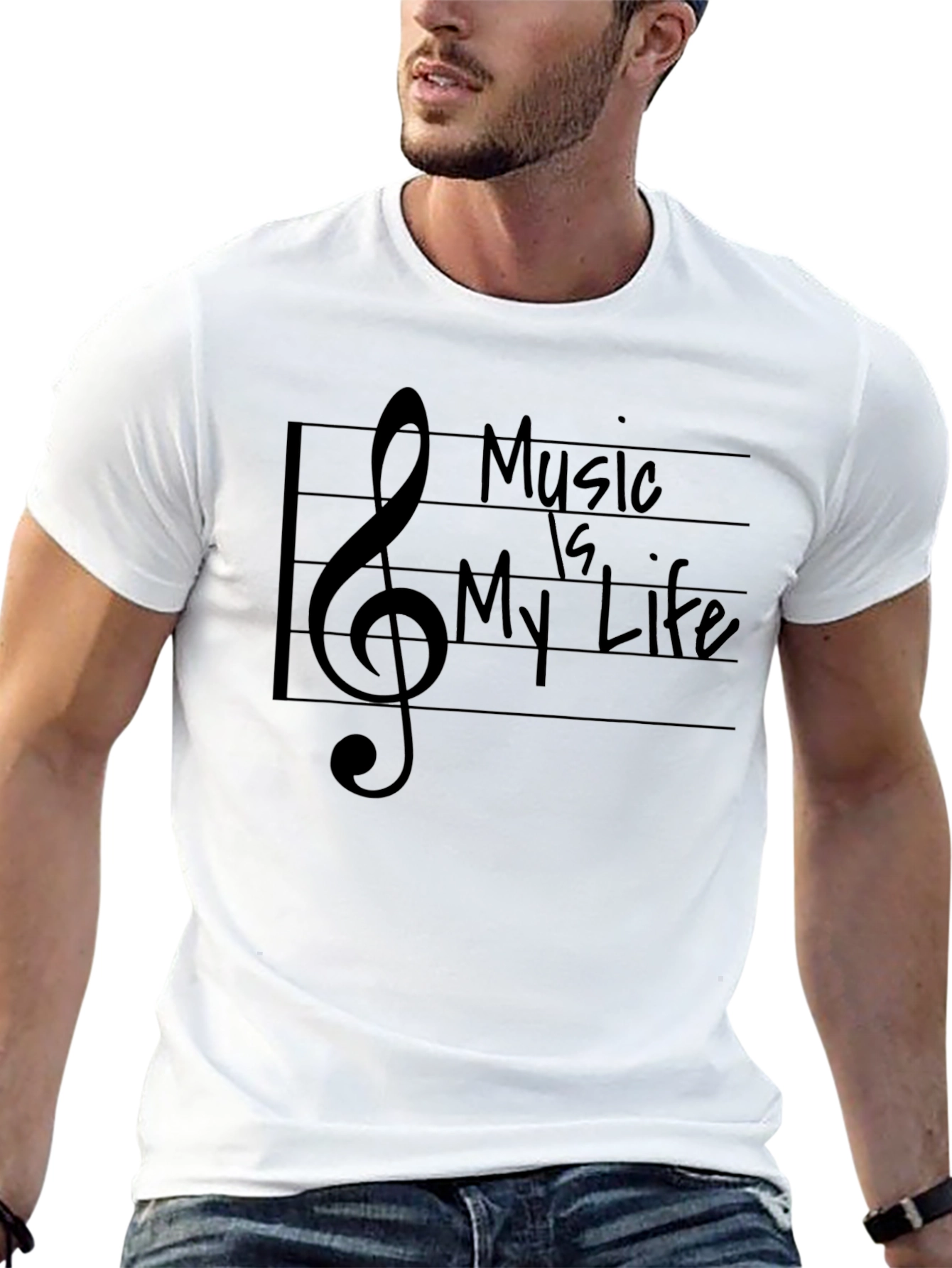 Music is My Life Graphic Tee - Black