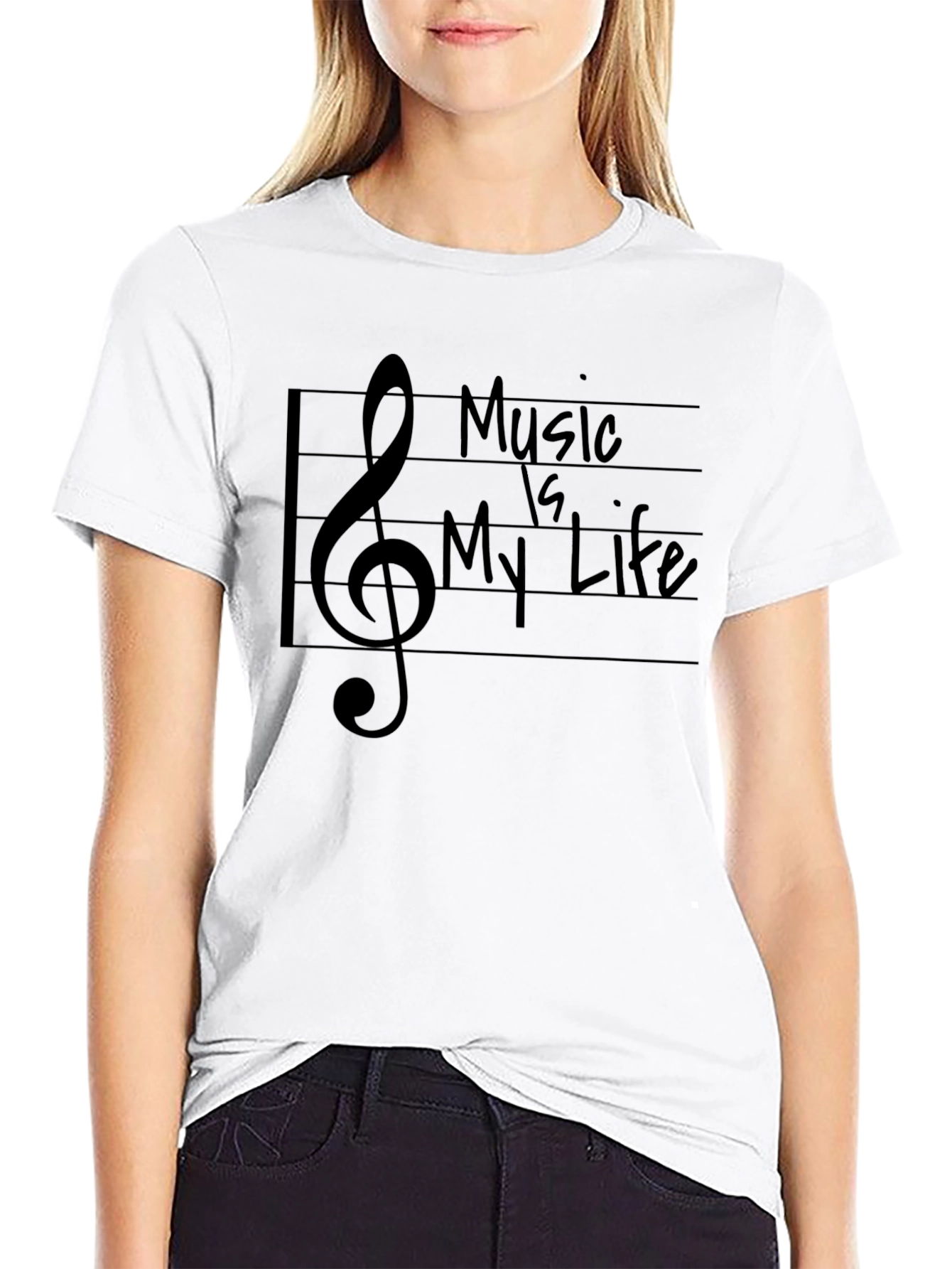Music is My Life Graphic Tee - Black
