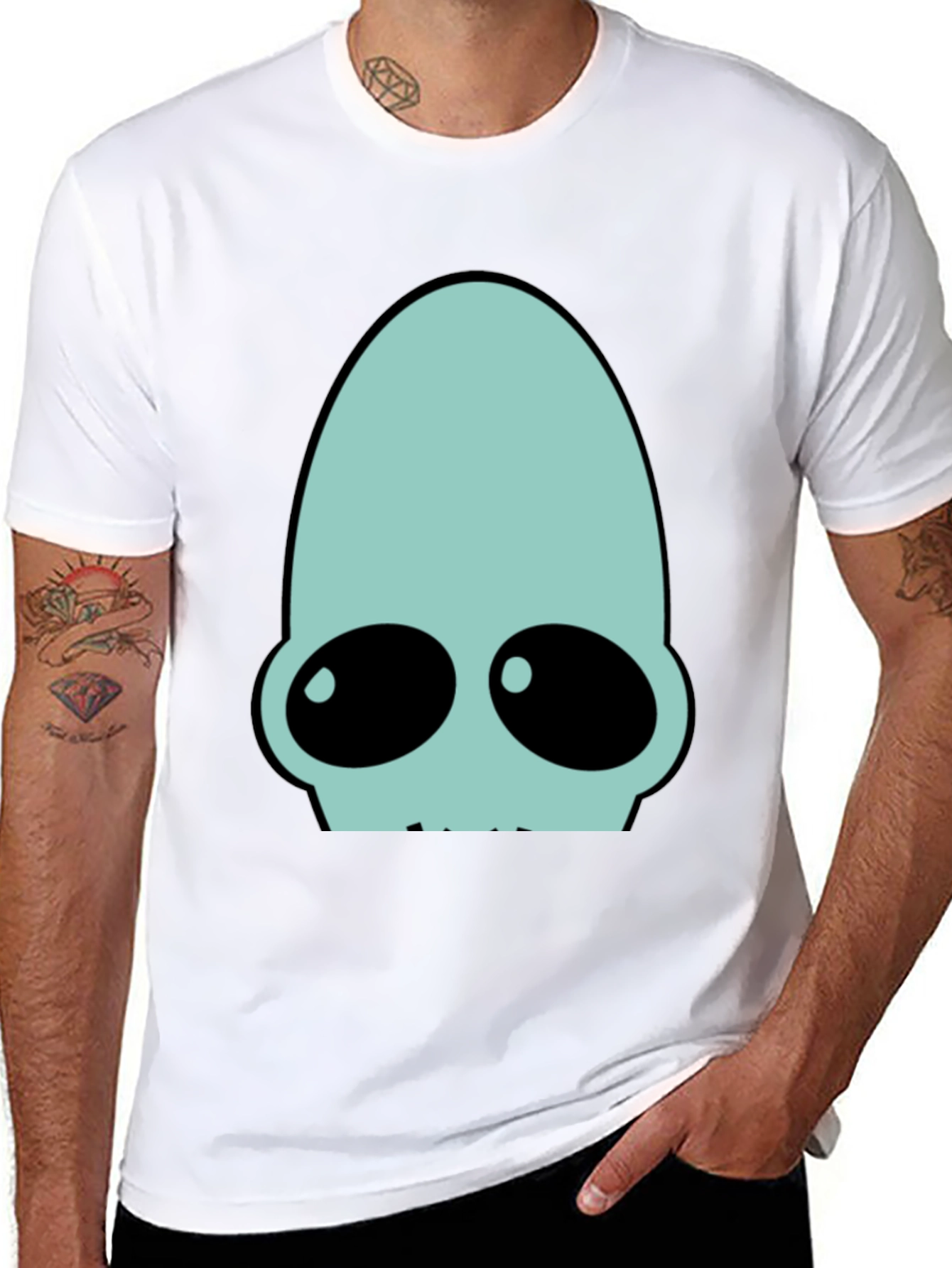 Futuristic Alien Head Graphic T-Shirt