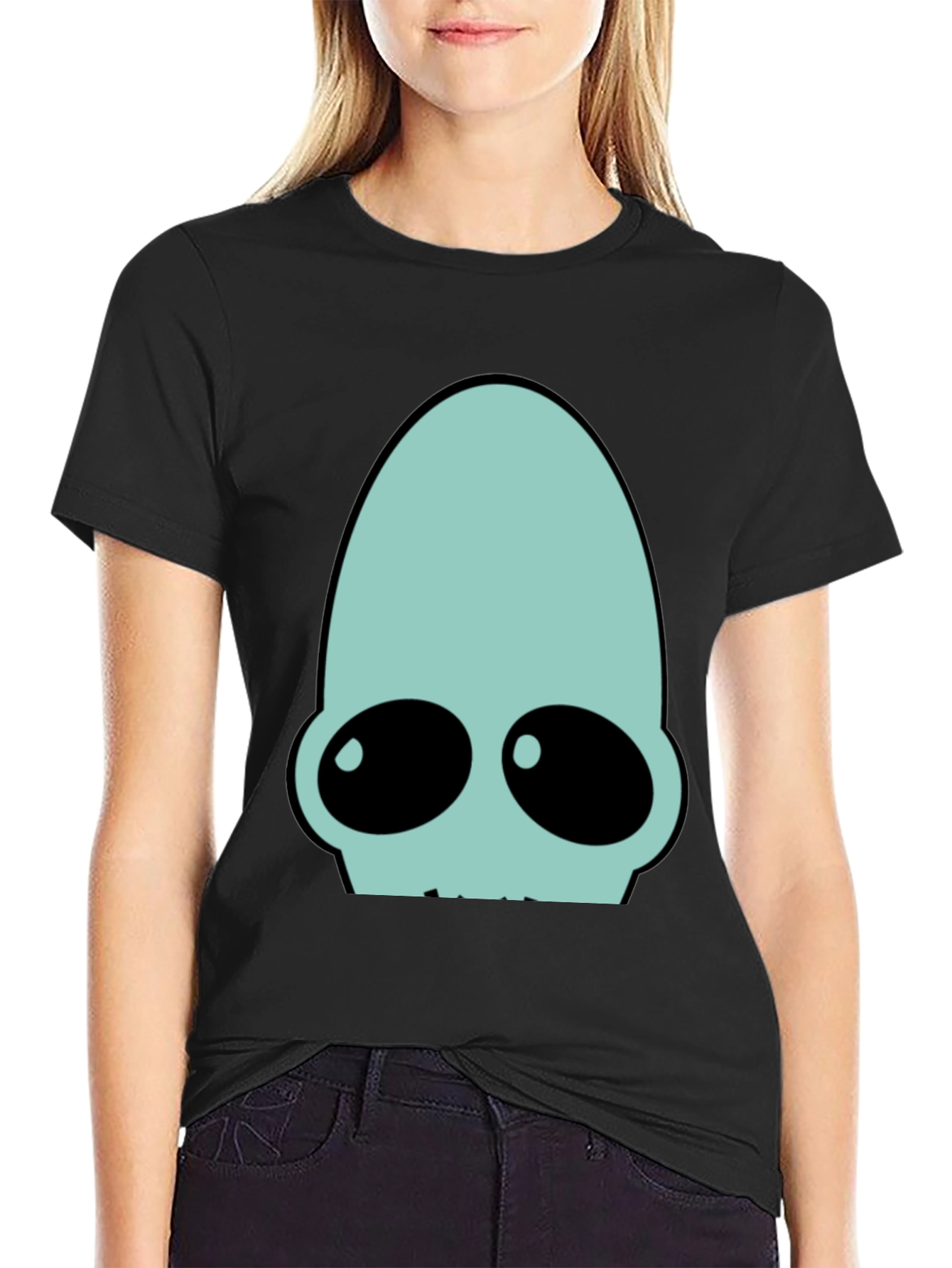 Futuristic Alien Head Graphic T-Shirt