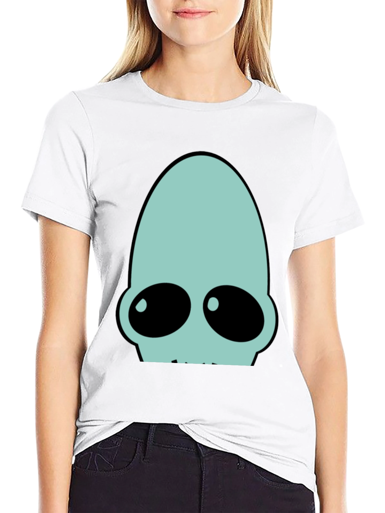 Futuristic Alien Head Graphic T-Shirt