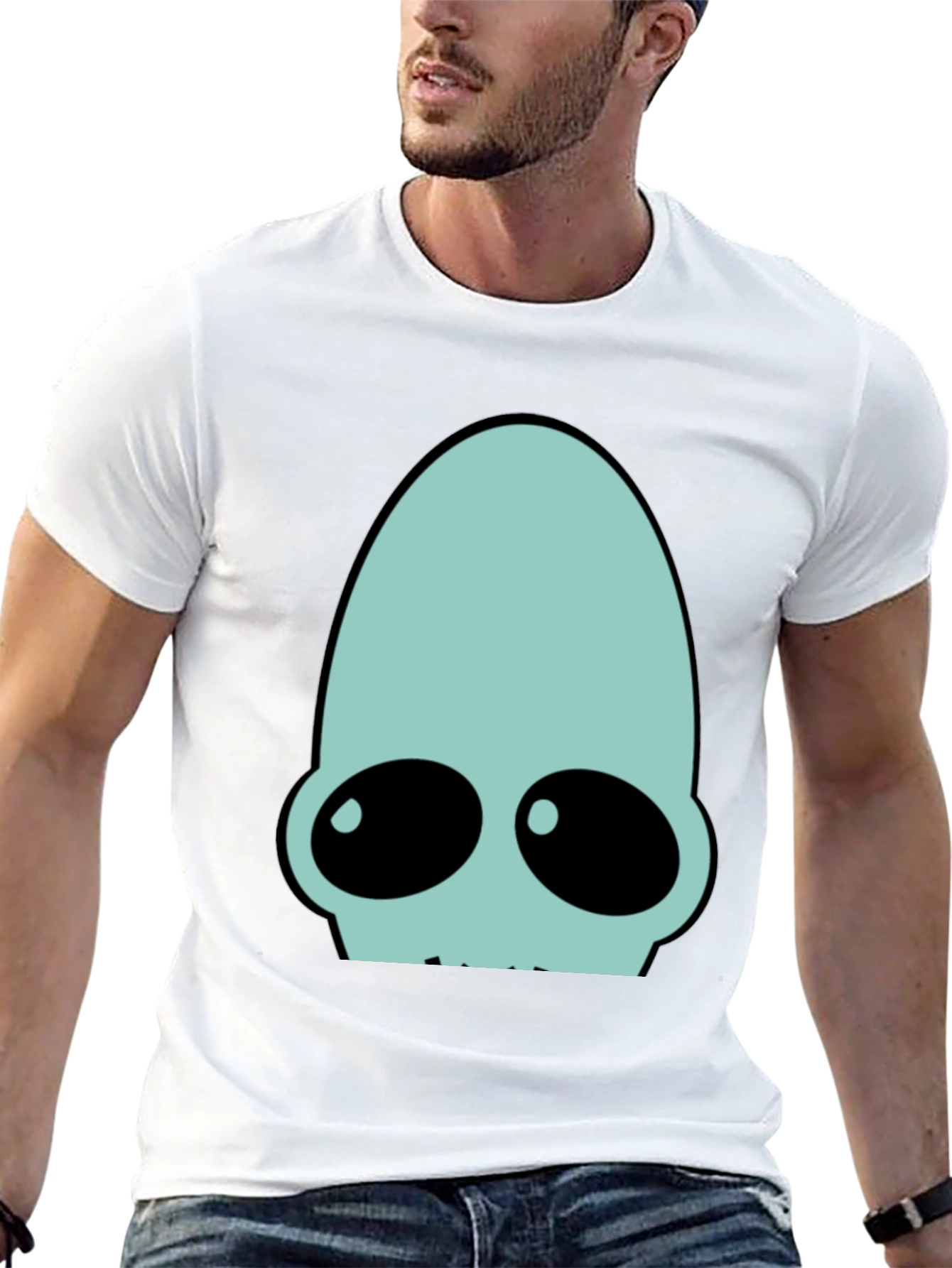 Futuristic Alien Head Graphic T-Shirt