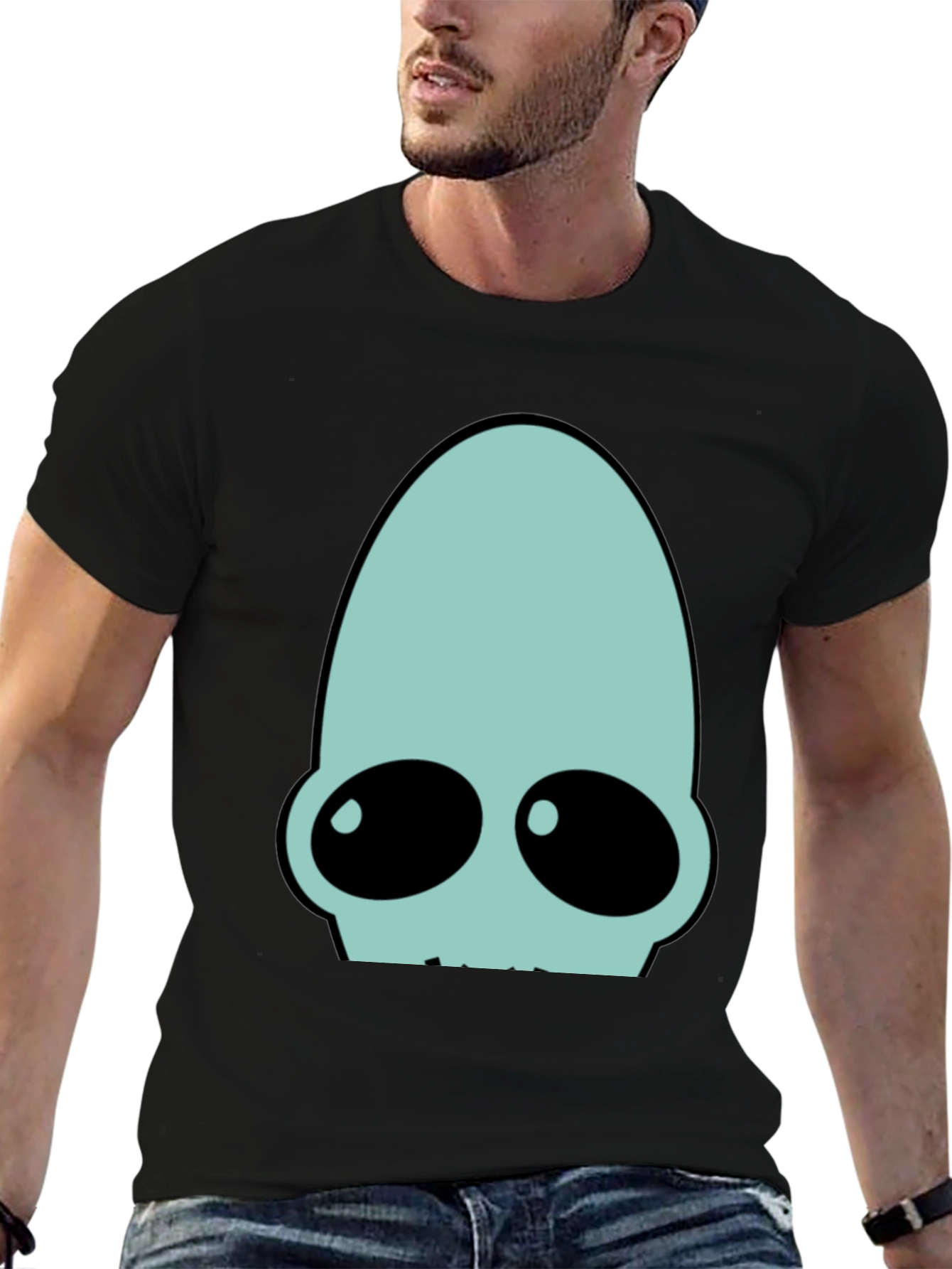 Futuristic Alien Head Graphic T-Shirt