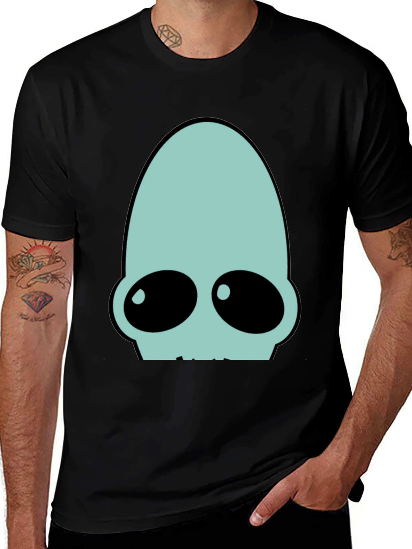 Futuristic Alien Head Graphic T-Shirt