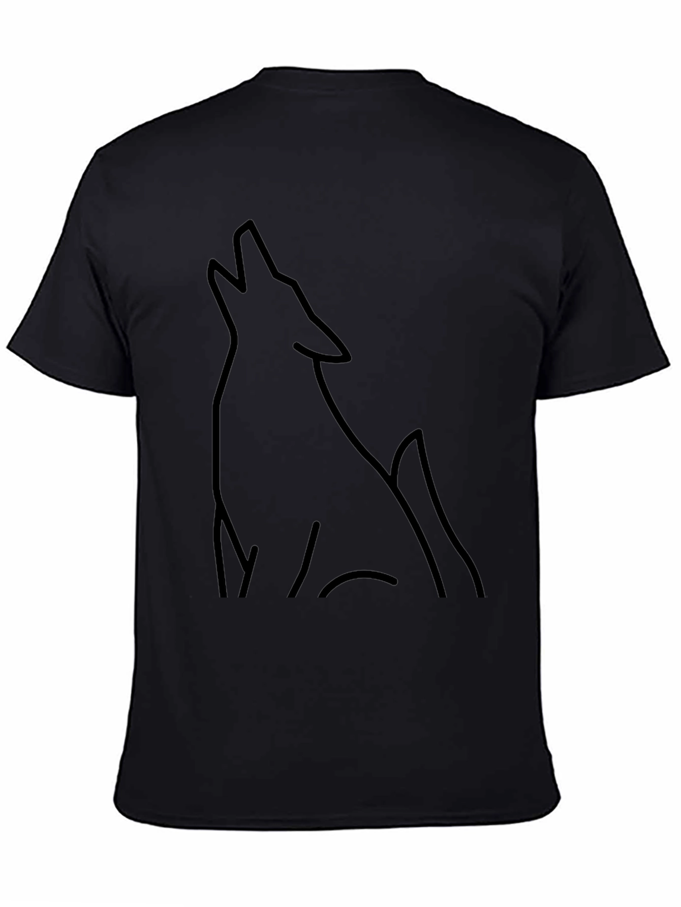 Mens Black Wolf Outline Graphic Tee