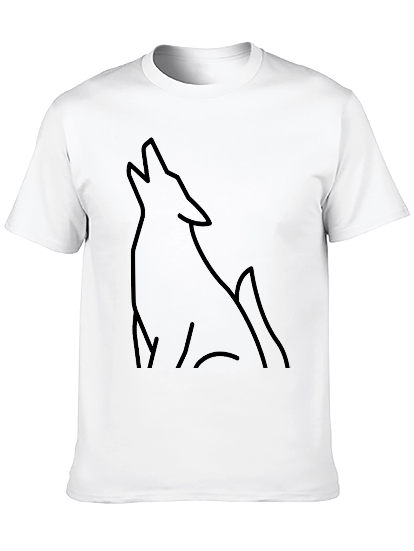 Mens Black Wolf Outline Graphic Tee
