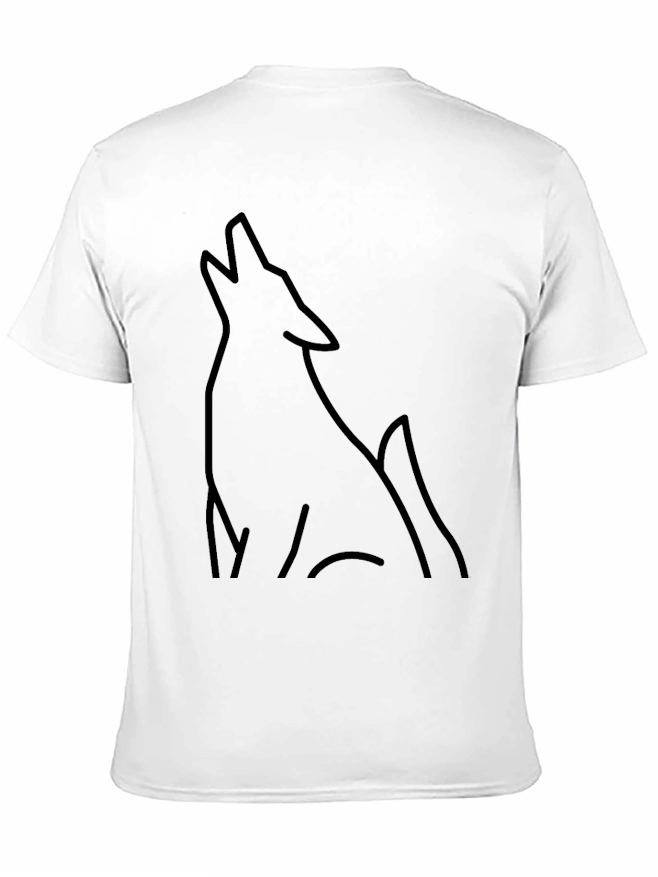 Mens Black Wolf Outline Graphic Tee