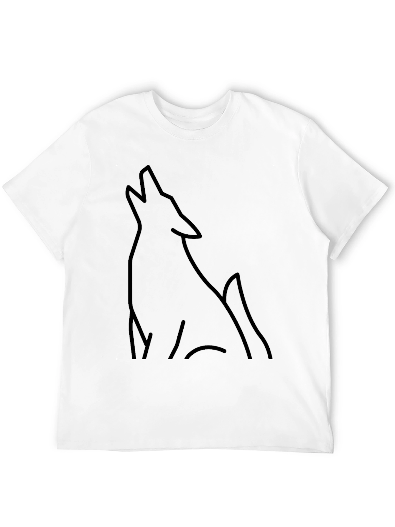 Mens Black Wolf Outline Graphic Tee
