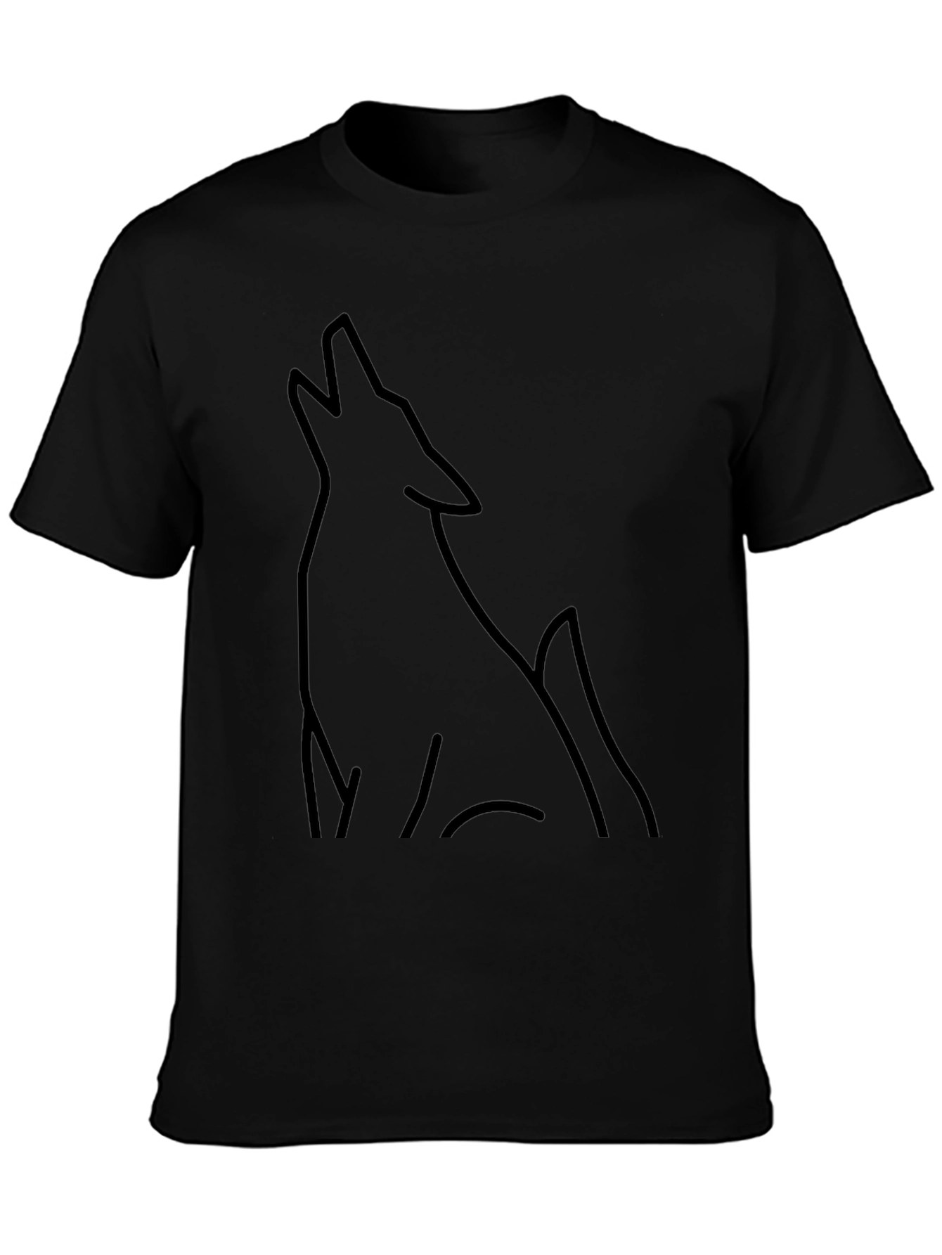 Mens Black Wolf Outline Graphic Tee