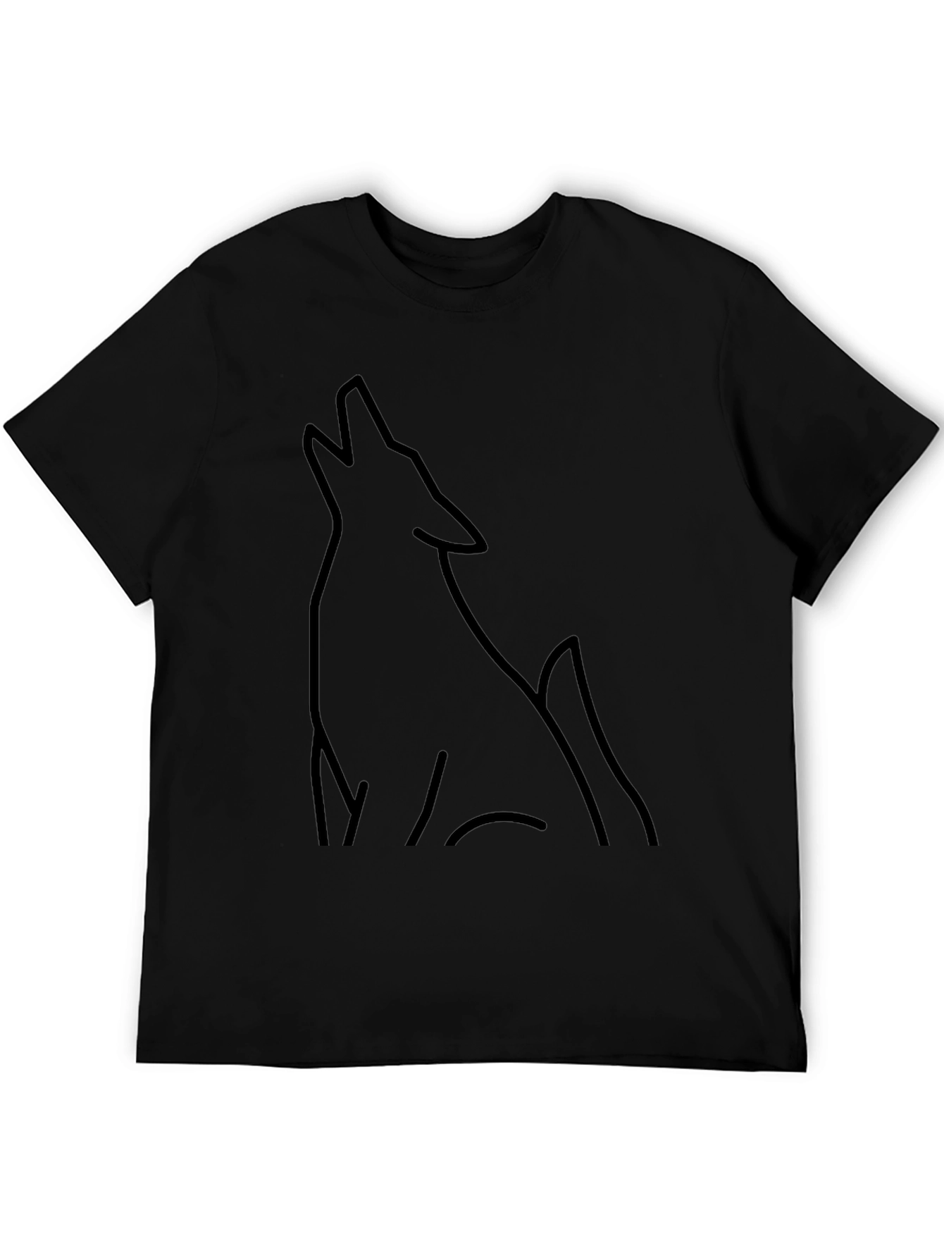 Mens Black Wolf Outline Graphic Tee
