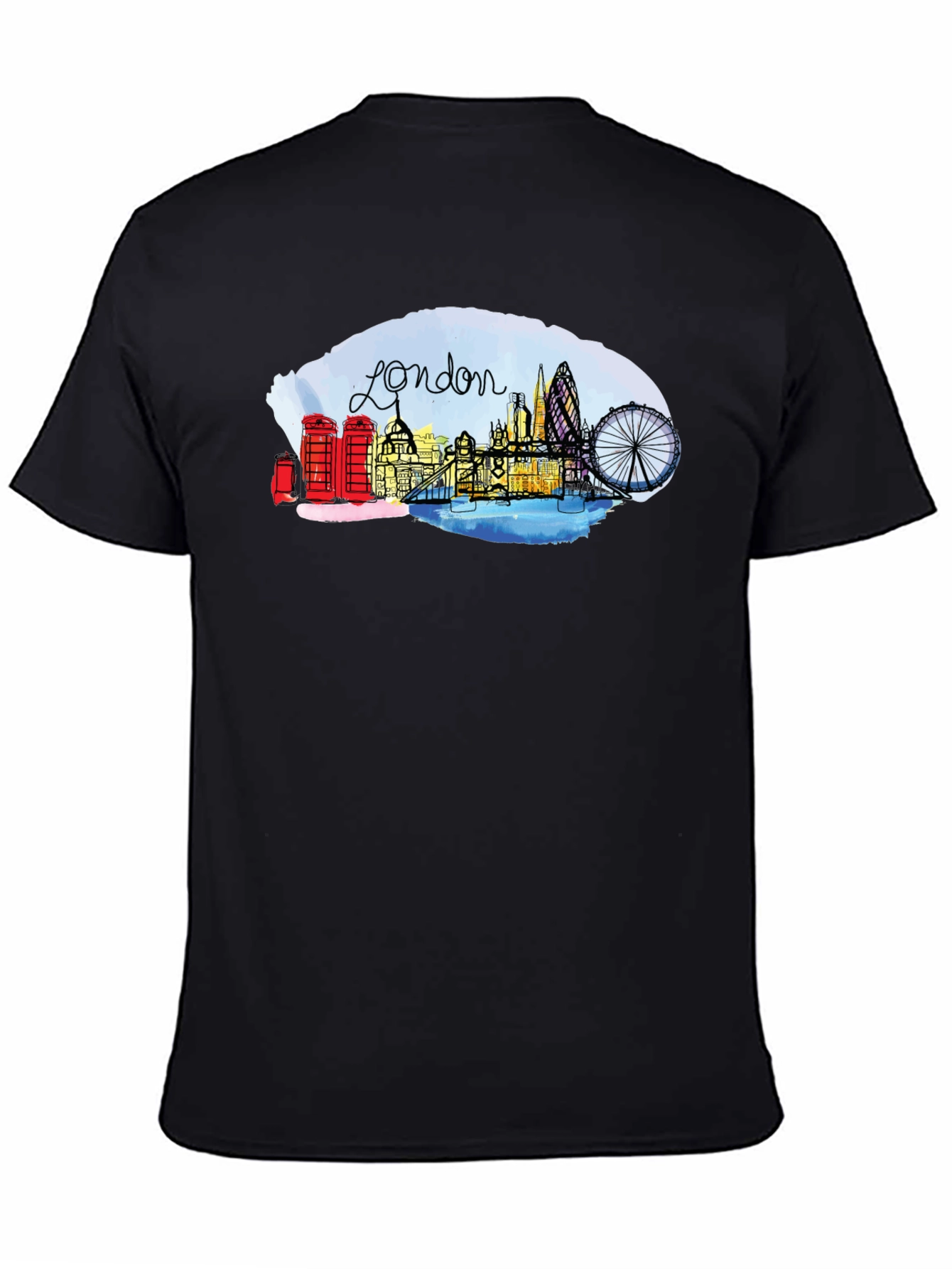 London Skyline Graphic Tee - Black Cotton Blend
