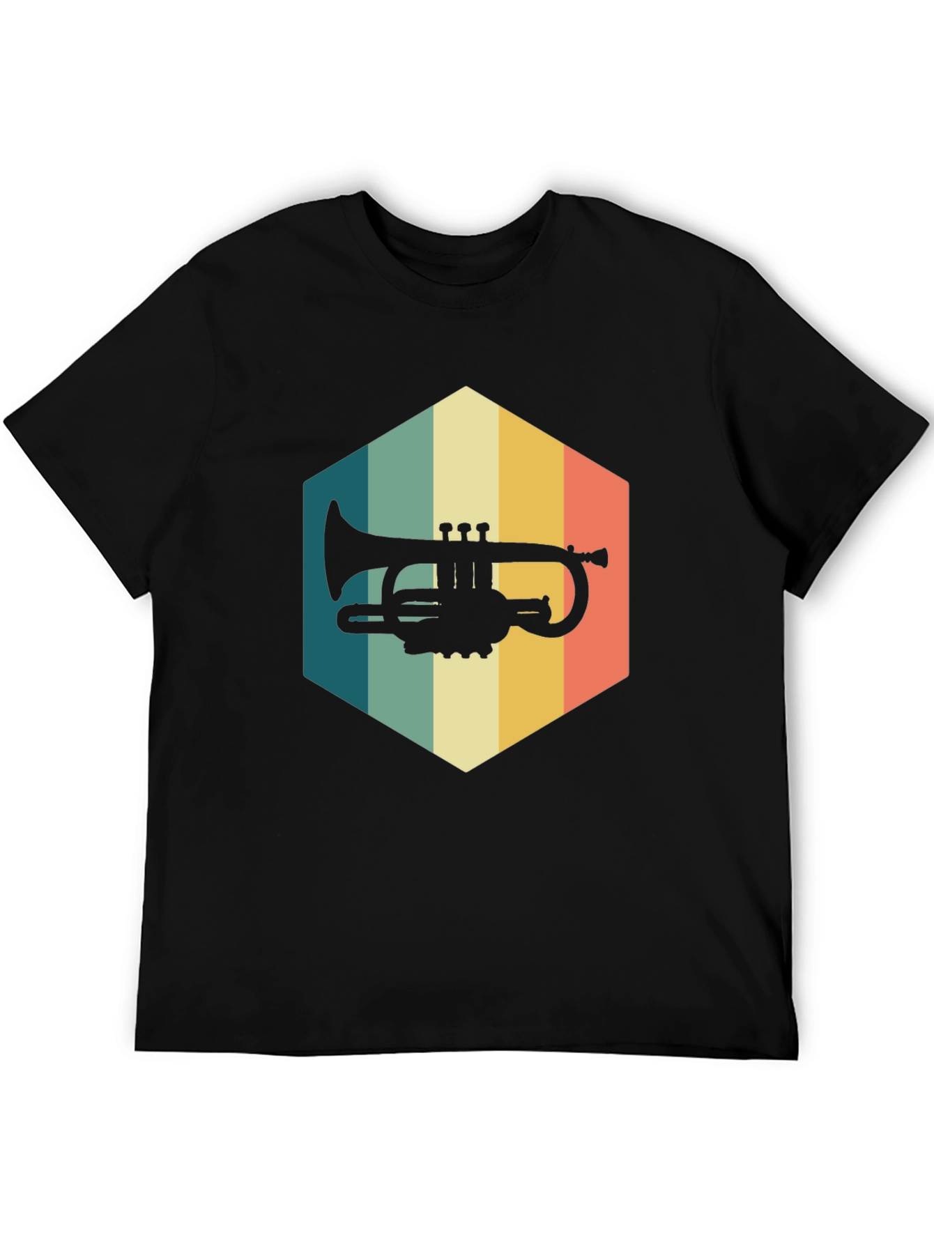 Retro Trumpet Black T-Shirt - Music Lover Tee