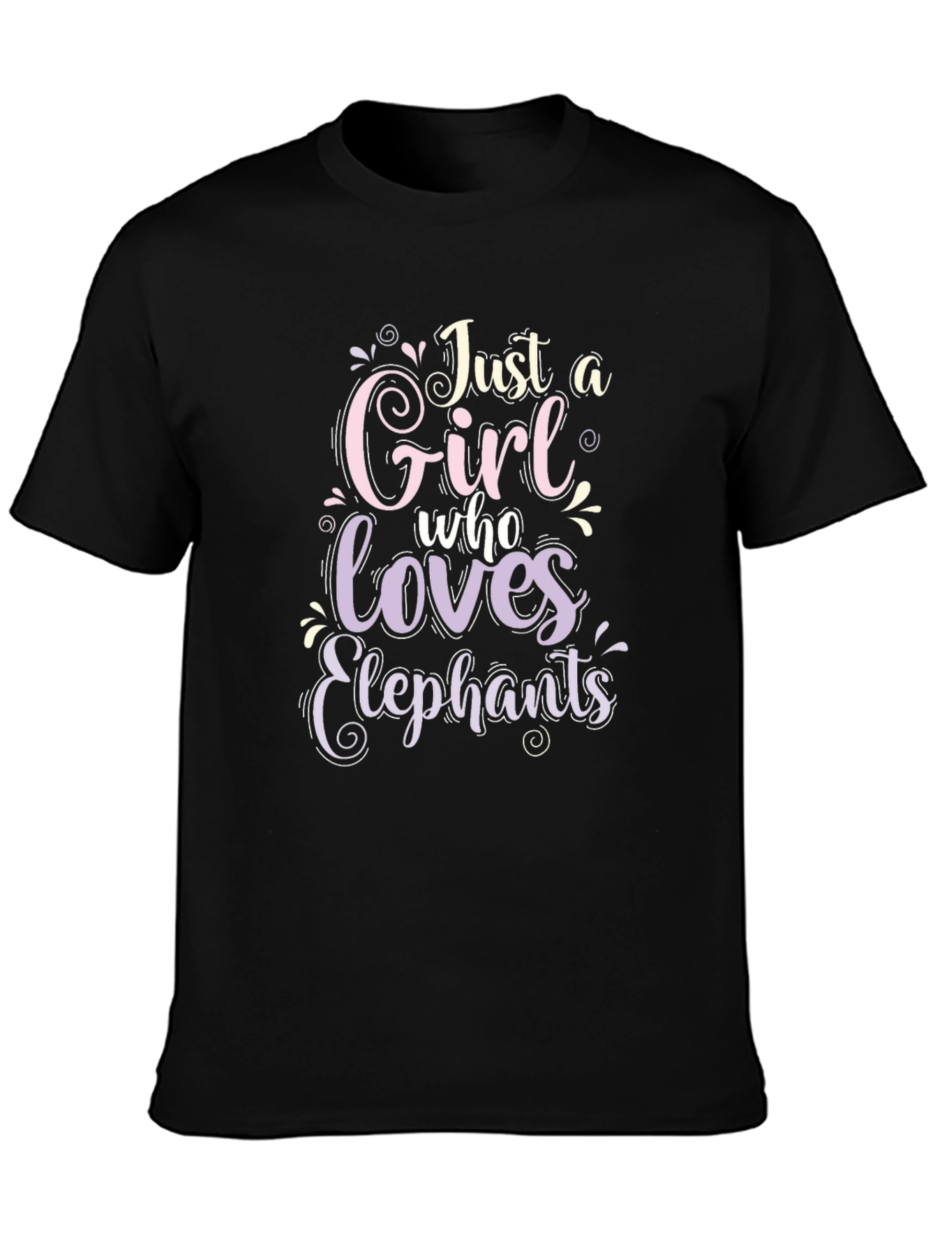 Just A Girl Who Loves Elephants Black T-Shirt
