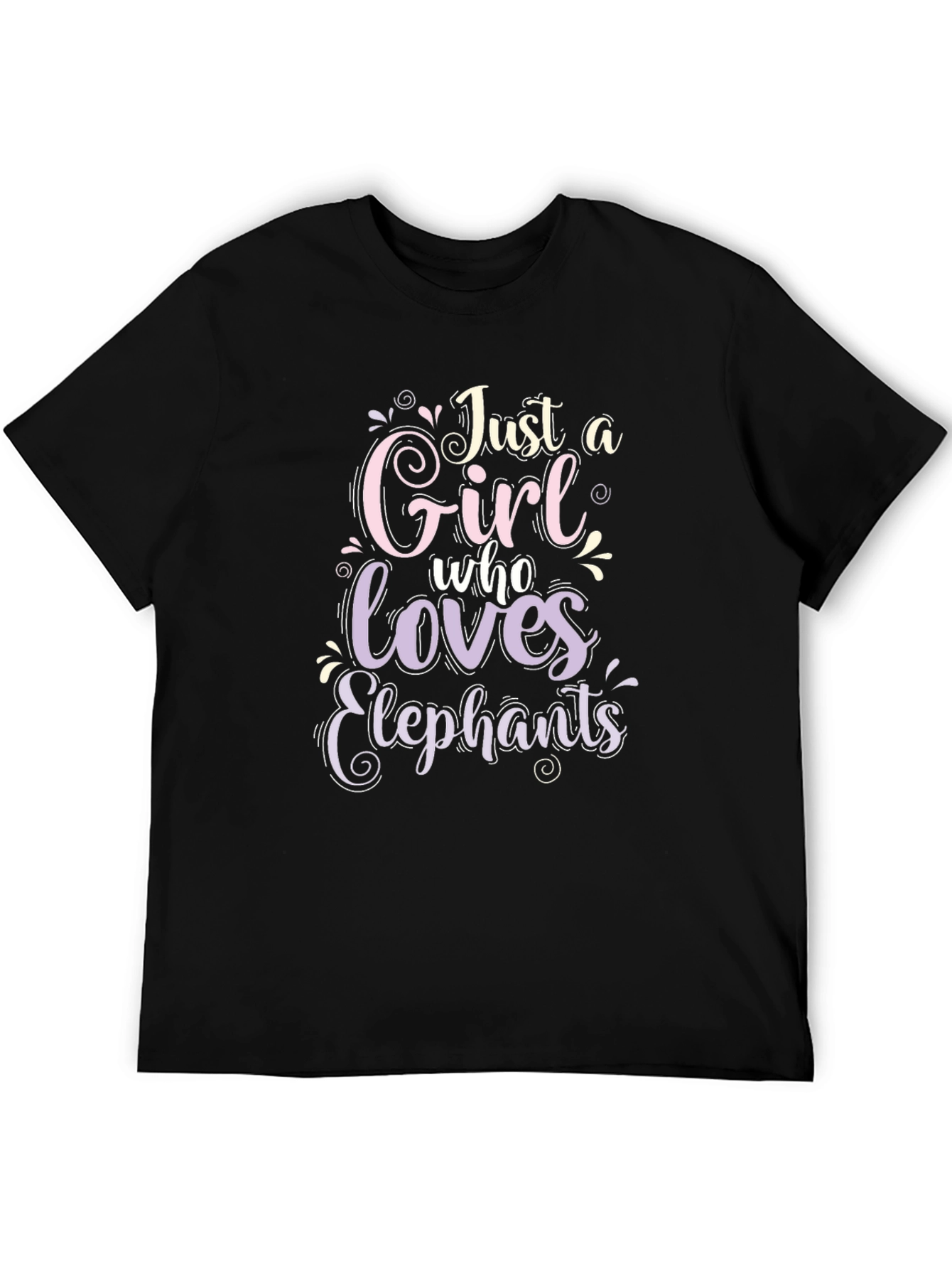 Just A Girl Who Loves Elephants Black T-Shirt