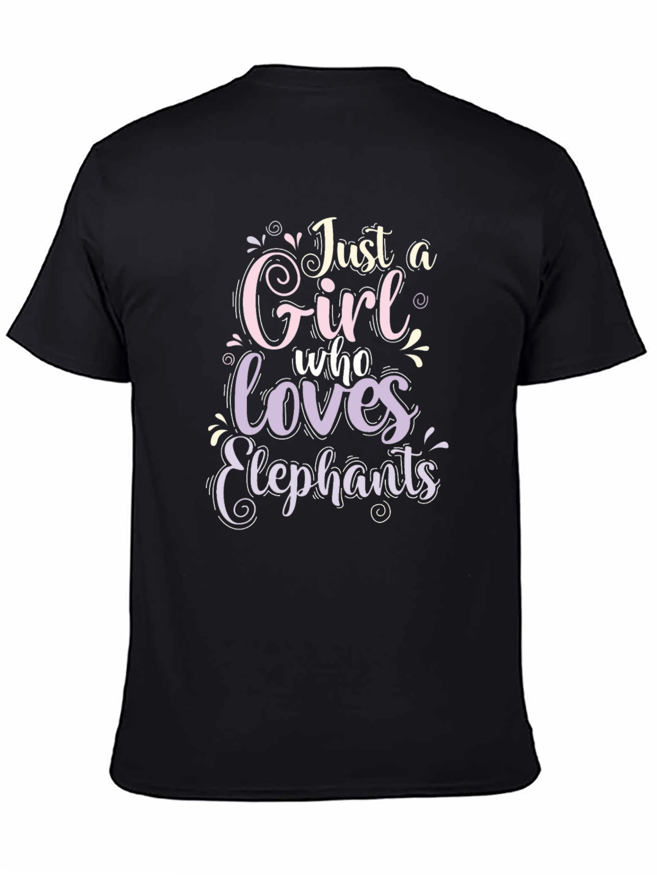 Just A Girl Who Loves Elephants Black T-Shirt