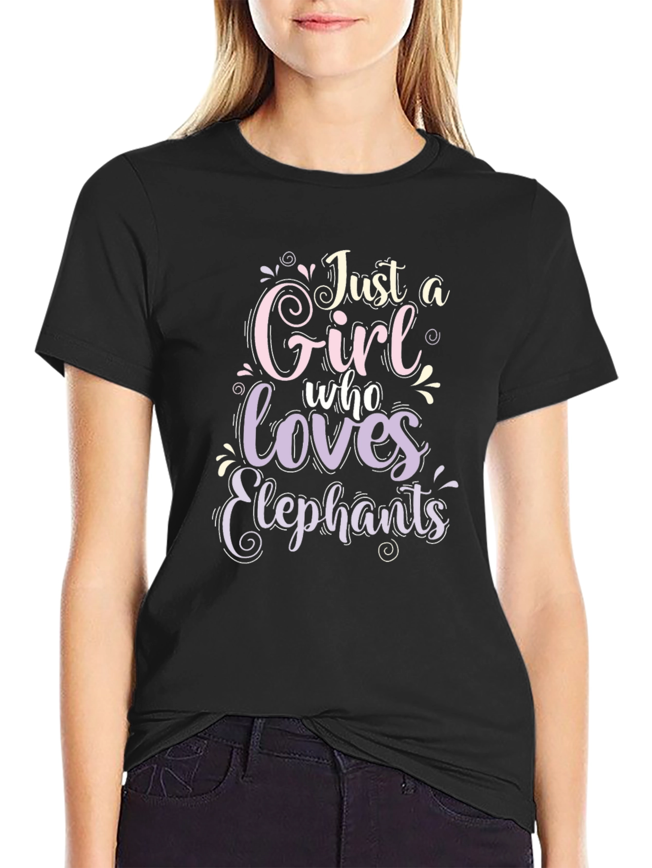 Just A Girl Who Loves Elephants Black T-Shirt