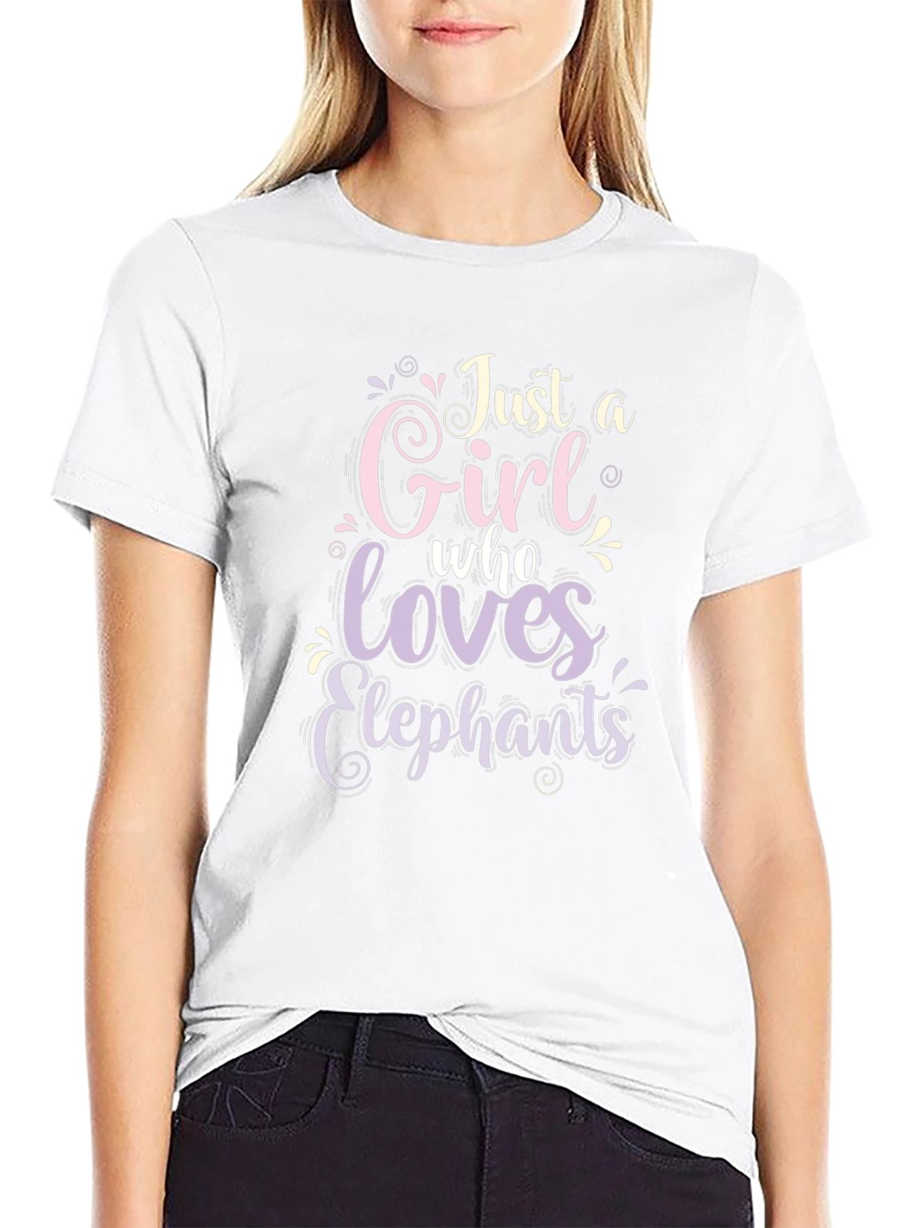 Just A Girl Who Loves Elephants Black T-Shirt
